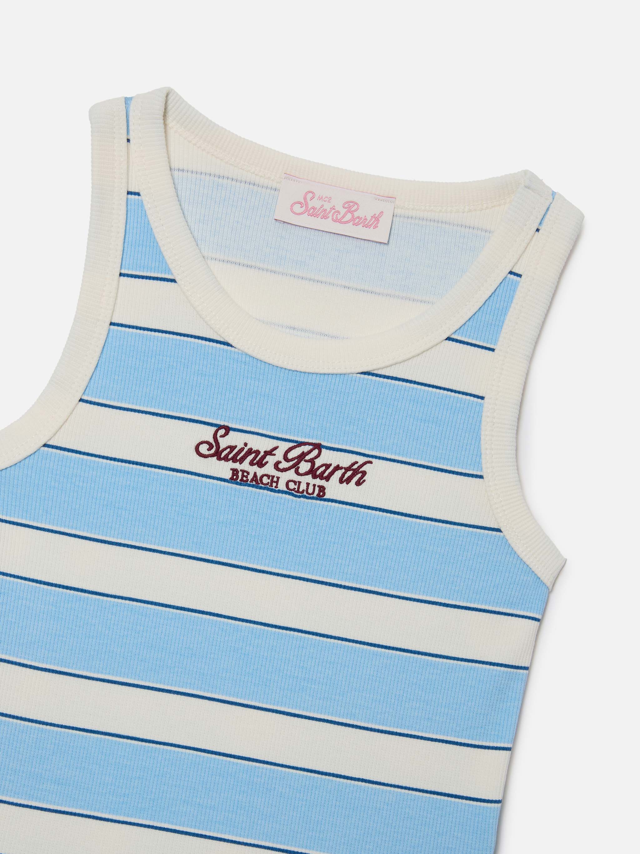 mc2-saint-barth-top-blue-jr-tank-top-bambina-a-righe-azzurre-e-panna image 2