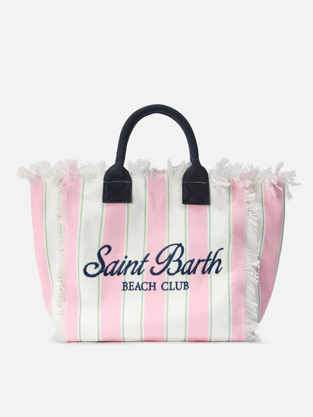 mc2-saint-barth-vanity-regular-borsa-tote-canvas-a-righe-verticali-rosa image 1
