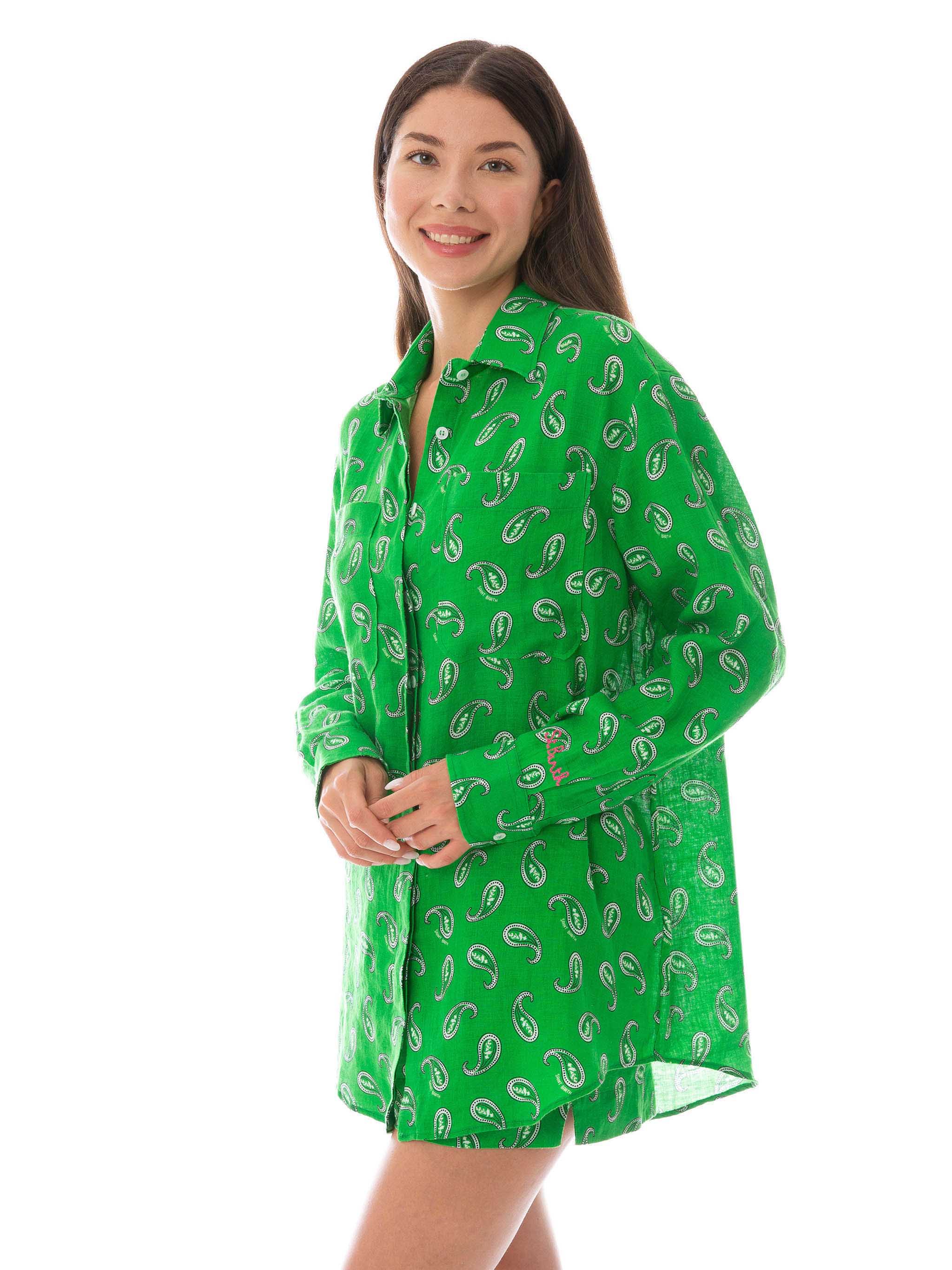 mc2-saint-barth-camicia-uomo-in-lino-verde-stampa-paisley image 3