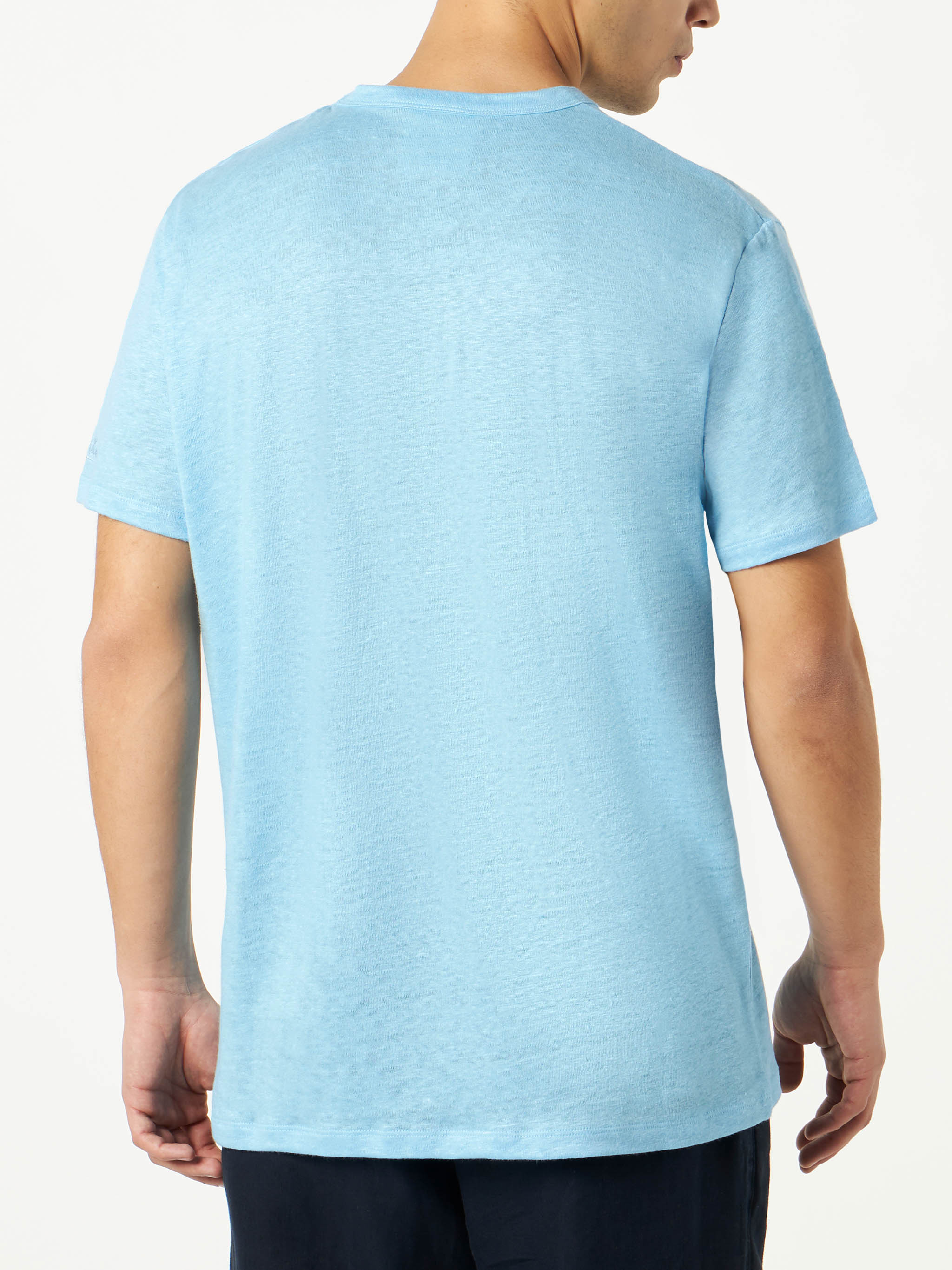 mc2-saint-barth-t-shirt-ecstasea-uomo-in-lino-azzurro-con-taschino image 4