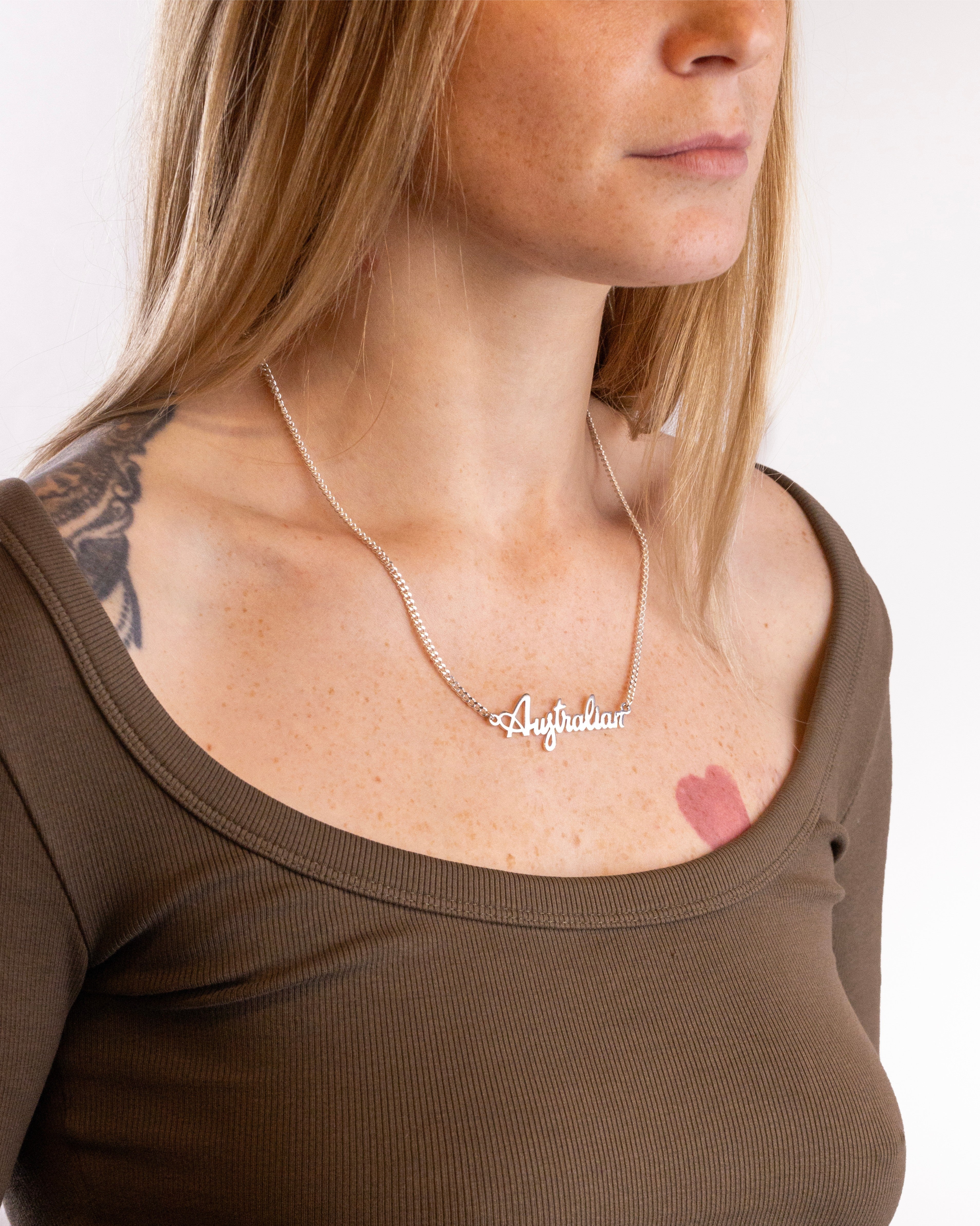 australian-logo-script-chain-collana-silver-60-cm image 3