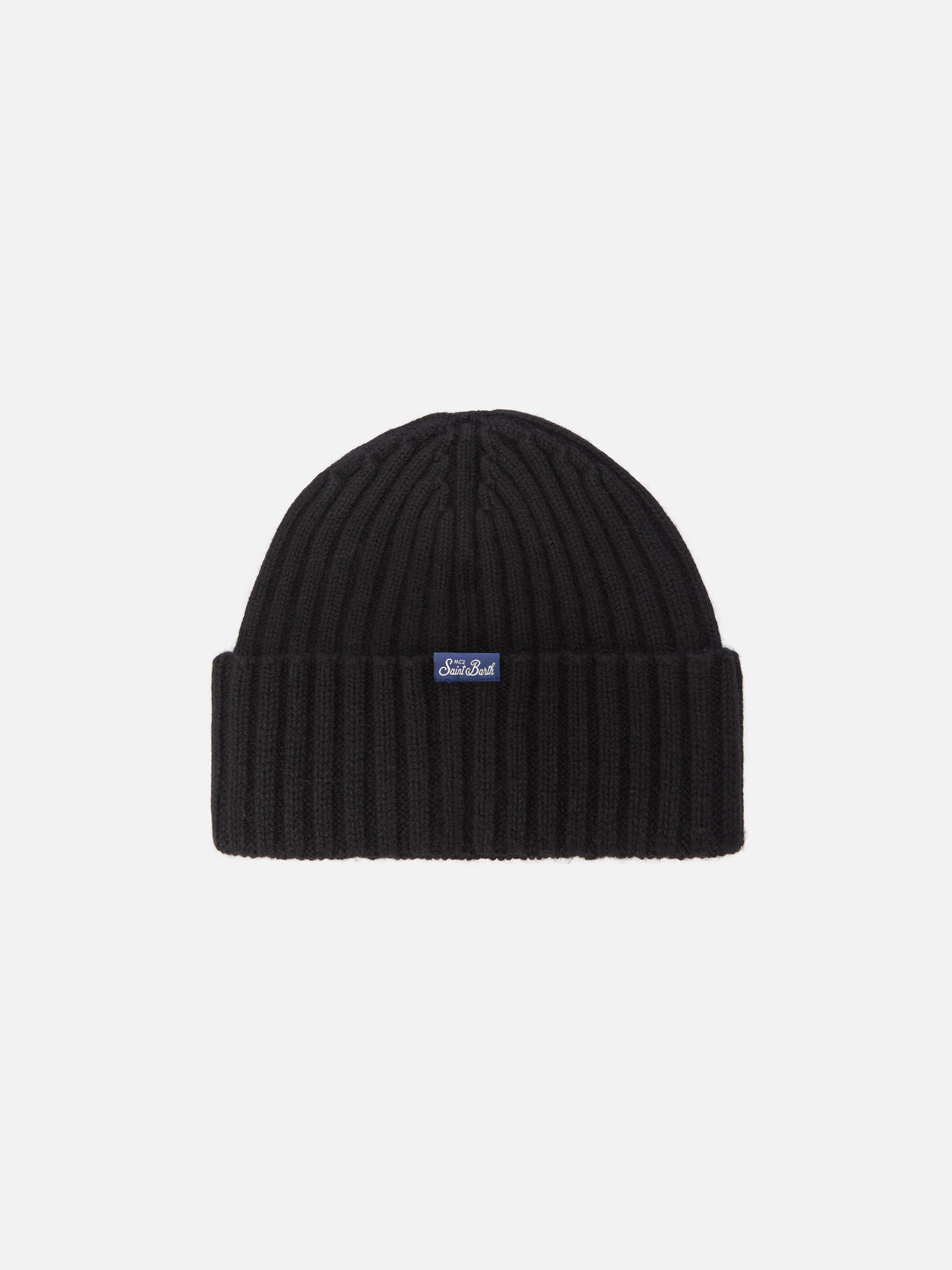 mc2-saint-barth-wengen-berretto-in-misto-cashmere-nero-con-ricamo-yuppies image 3