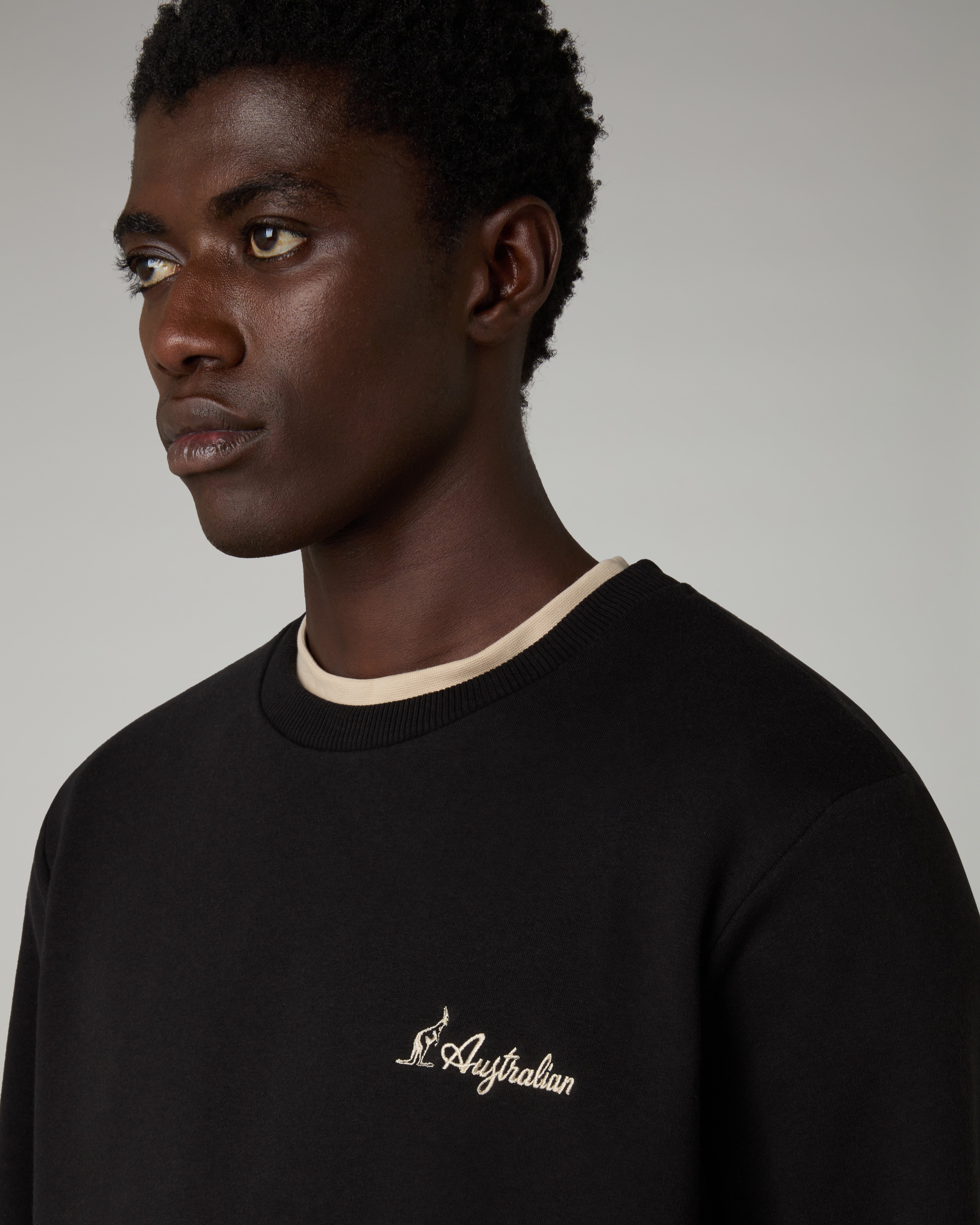 australian-iconissima-crewneck-felpa-girocollo-uomo-nera-made-in-italy image 4