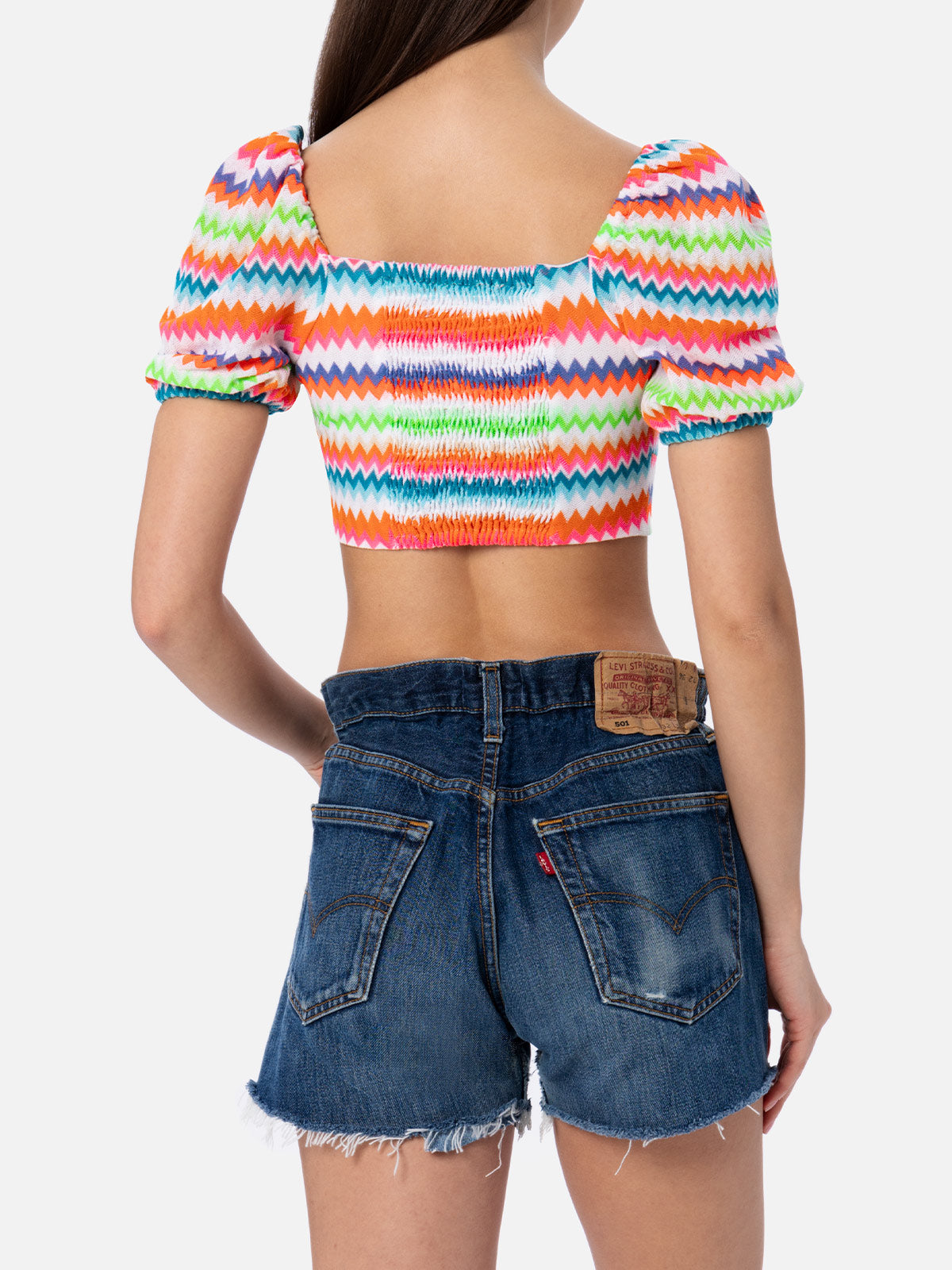 mc2-saint-barth-top-crop-delia-in-raschel-con-fantasia-chevron-fluo-arancione-e- image 4
