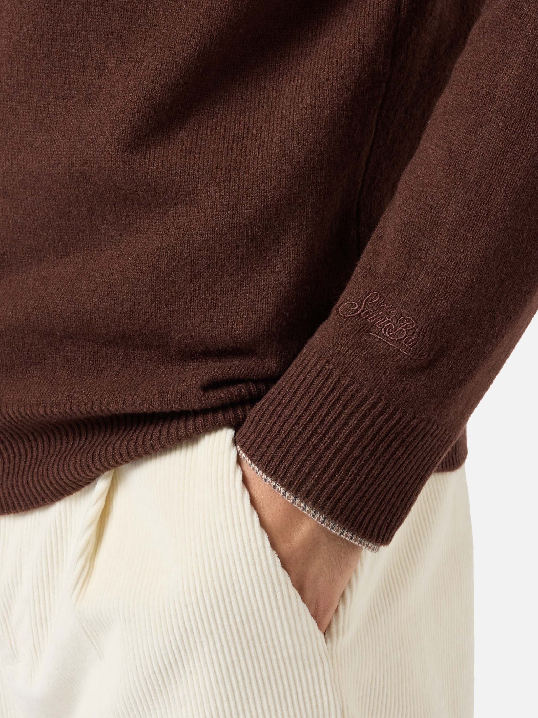 mc2-saint-barth-regent-maglione-uomo-marrone-100-lambswool-girocollo image 2