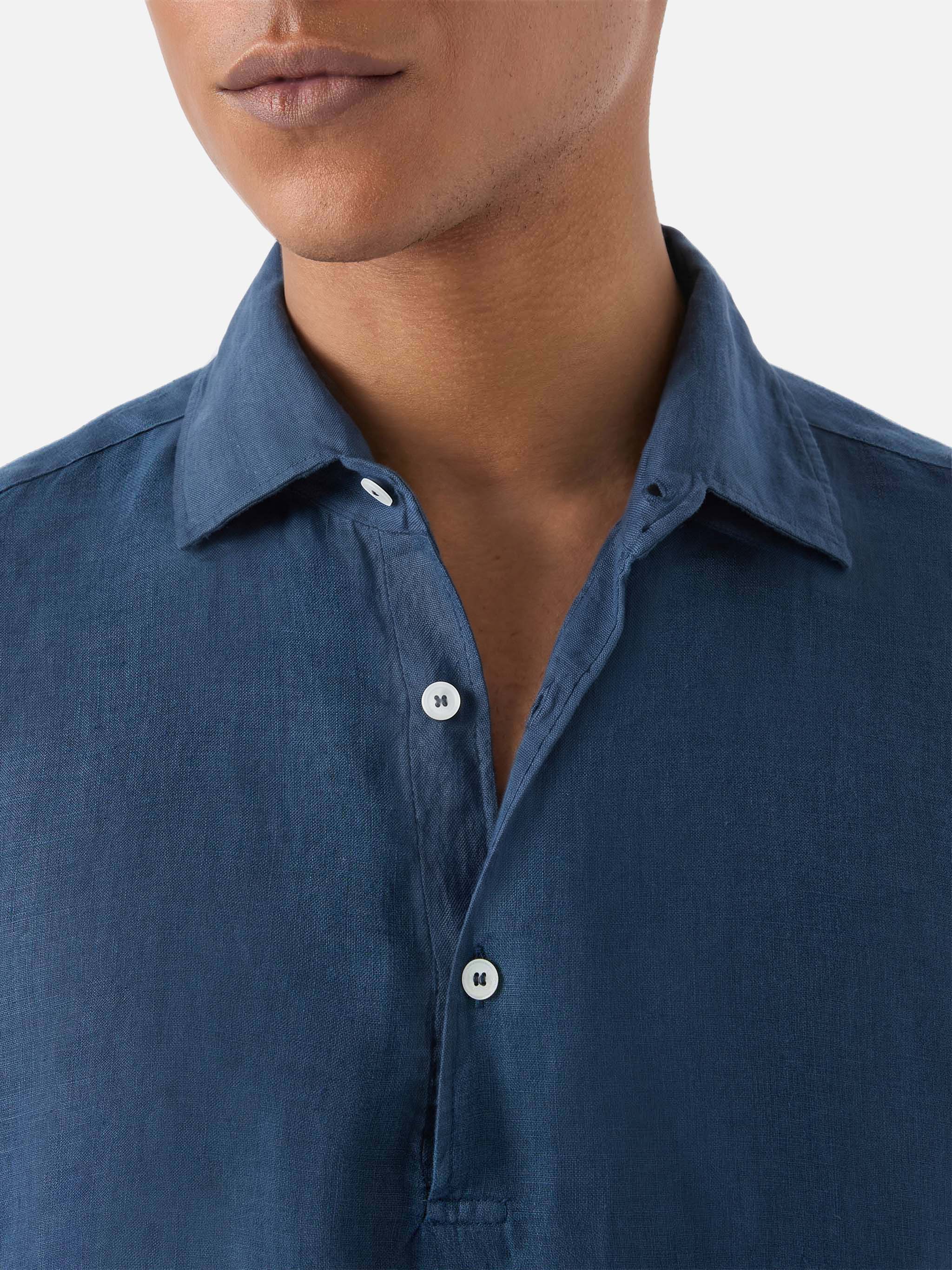 mc2-saint-barth-polo-raphael-in-puro-lino-blu-navy-da-uomo image 2