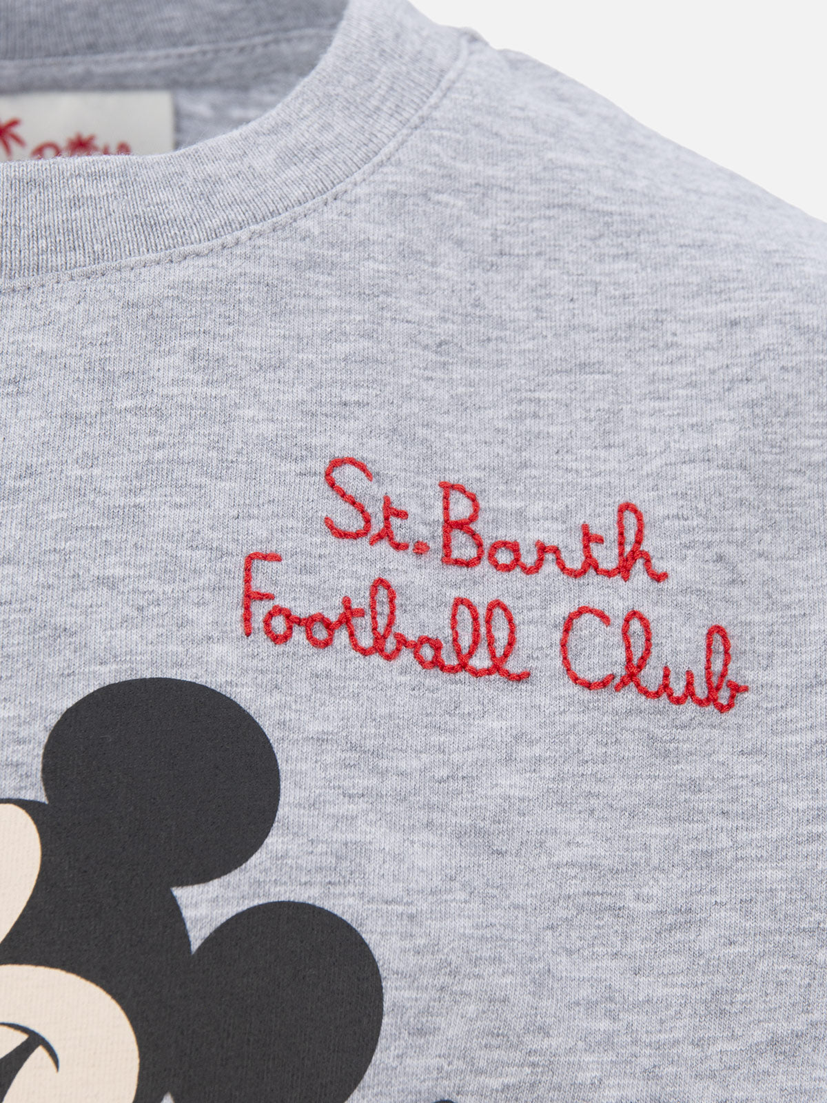 mc2-saint-barth-t-shirt-bambino-cotone-grigio-melange-con-stampa-e-ricamo-topoli image 3