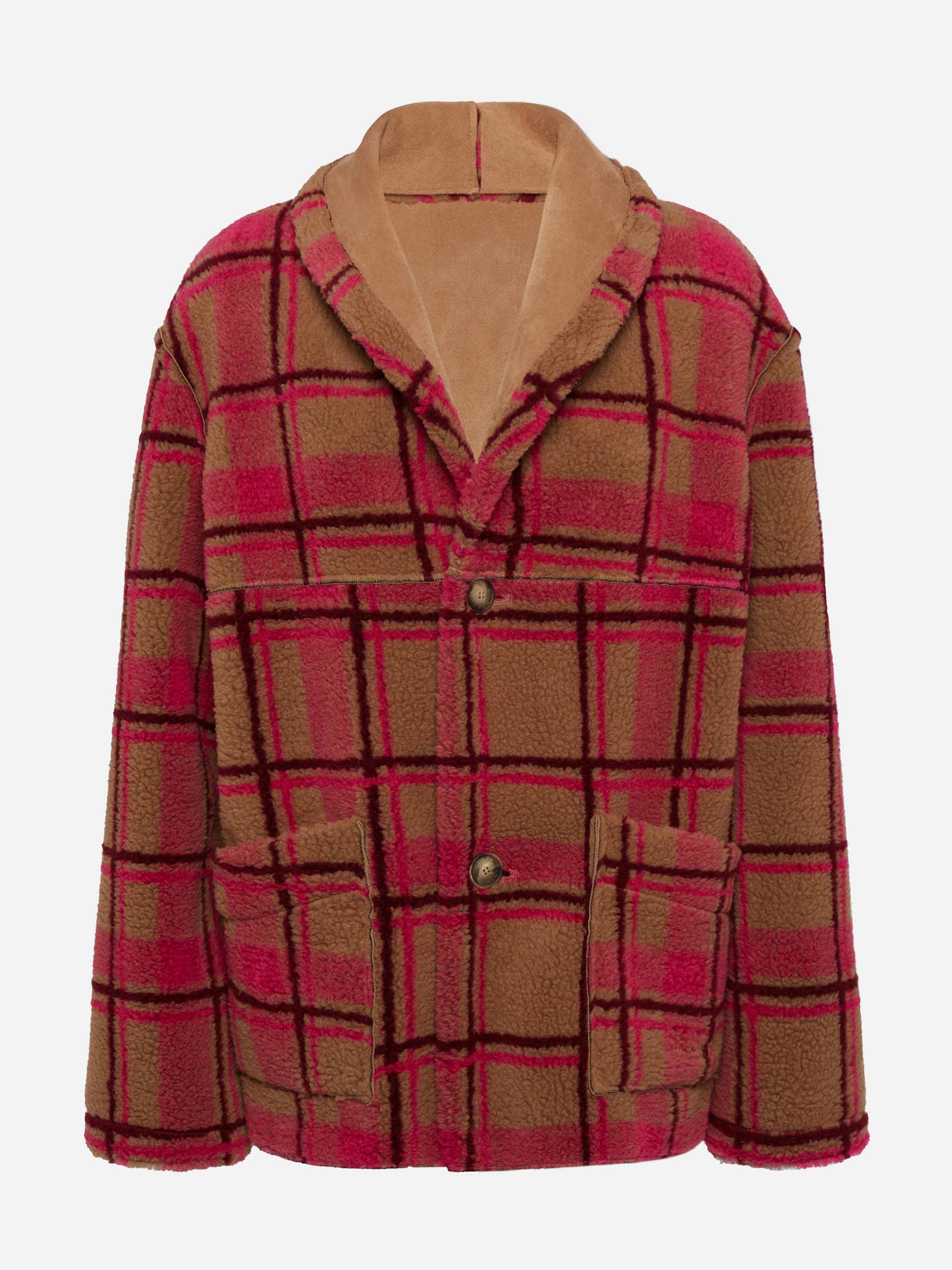mc2-saint-barth-dorys-giacca-reversibile-effetto-shearling-stampa-tartan-oversiz image 8