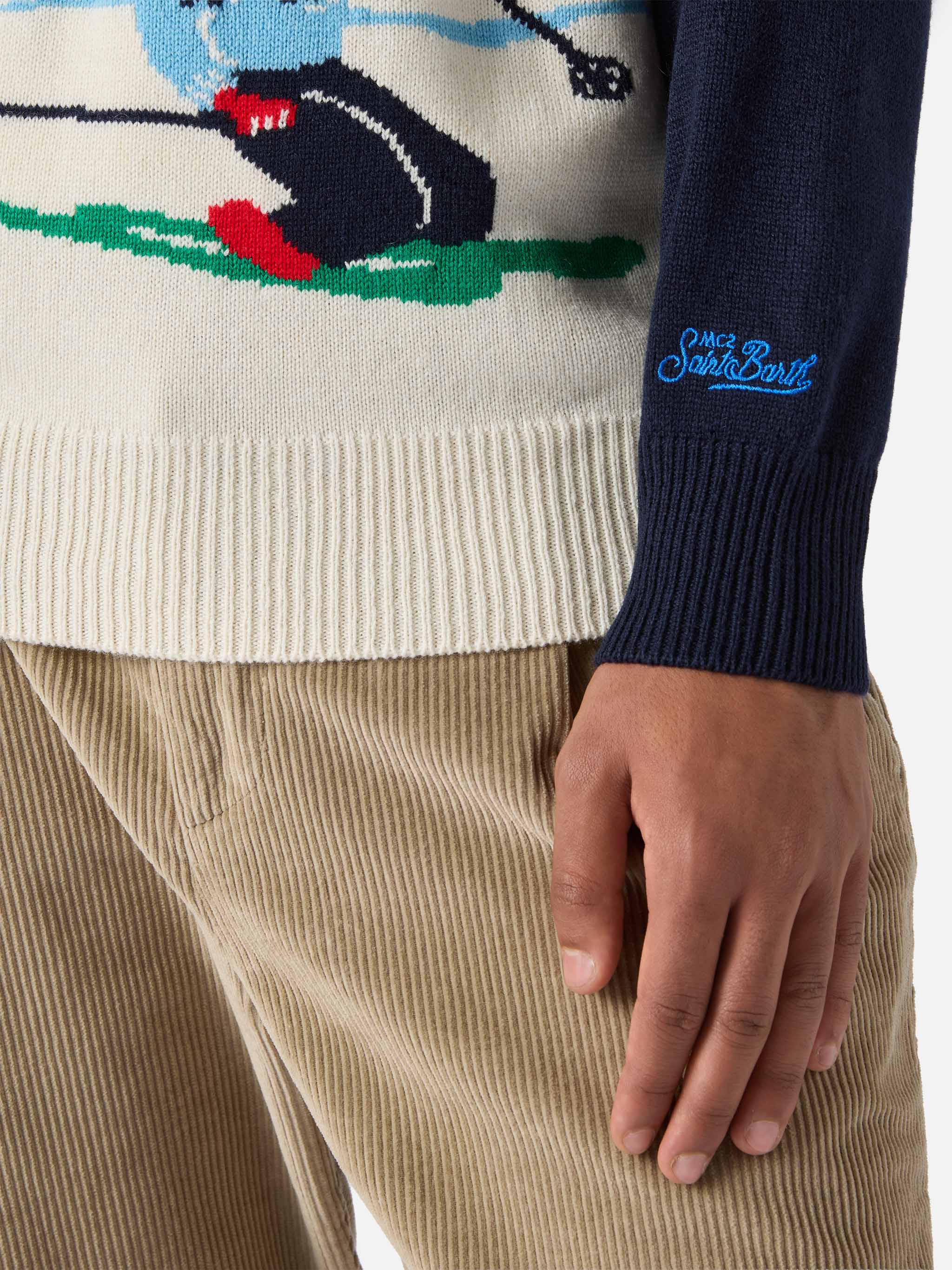 mc2-saint-barth-heron-her0011-maglione-girocollo-uomo-blu-cortina-jacquard image 4