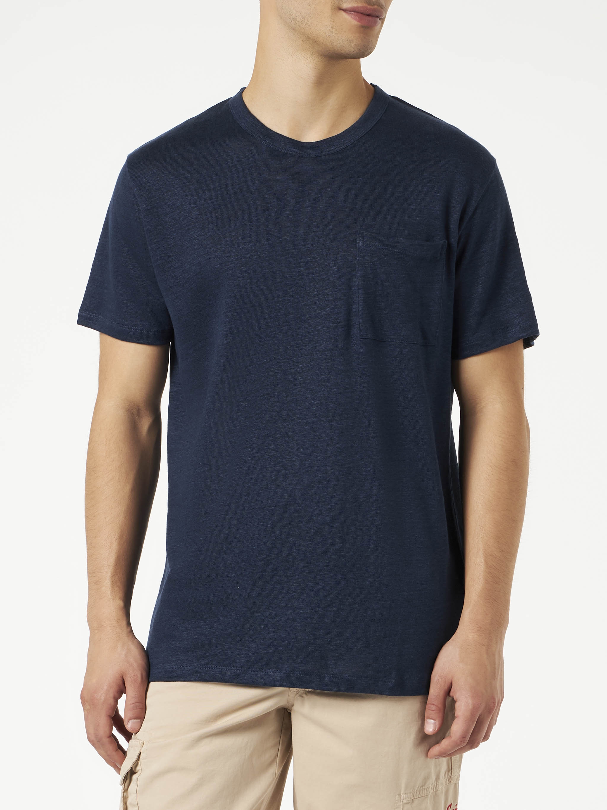 mc2-saint-barth-t-shirt-ecstasea-uomo-in-lino-blu-navy-con-taschino image 3