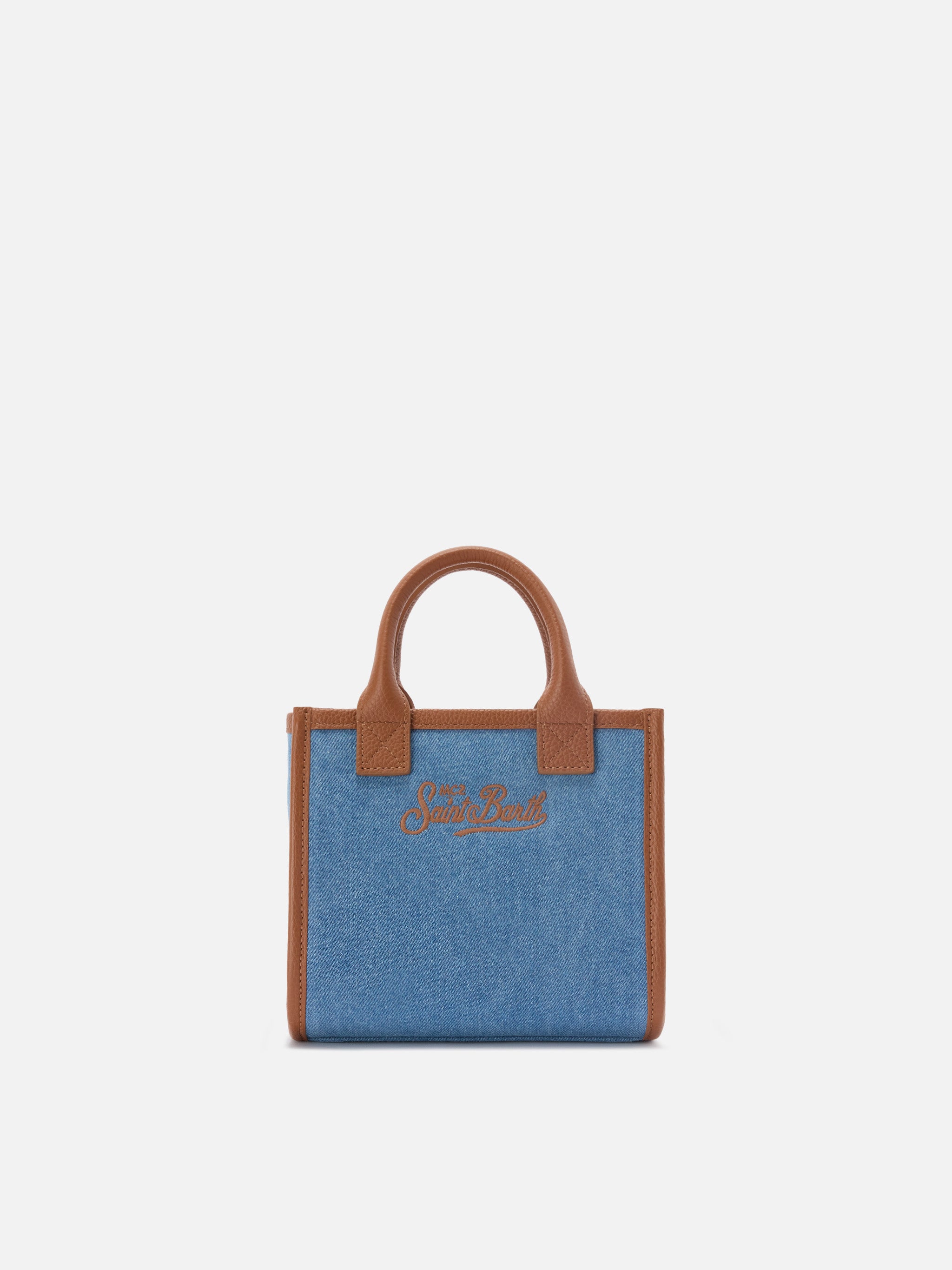 mc2-saint-barth-borsa-vanity-mini-denim-e-pelle-martellata-blu-marrone image 4