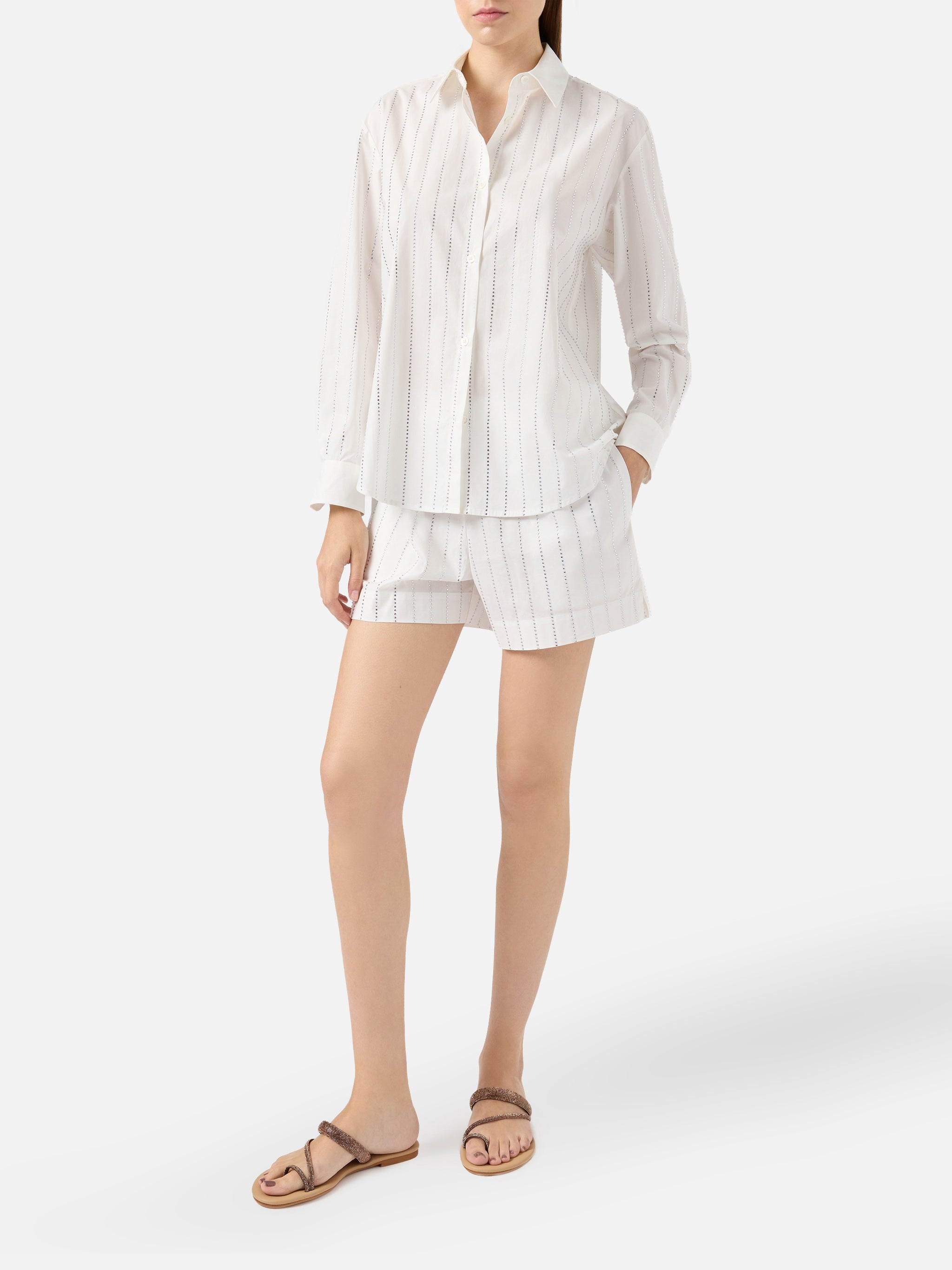 mc2-saint-barth-camicia-meredith-donna-bianca-popeline-cotone-con-strass image 4