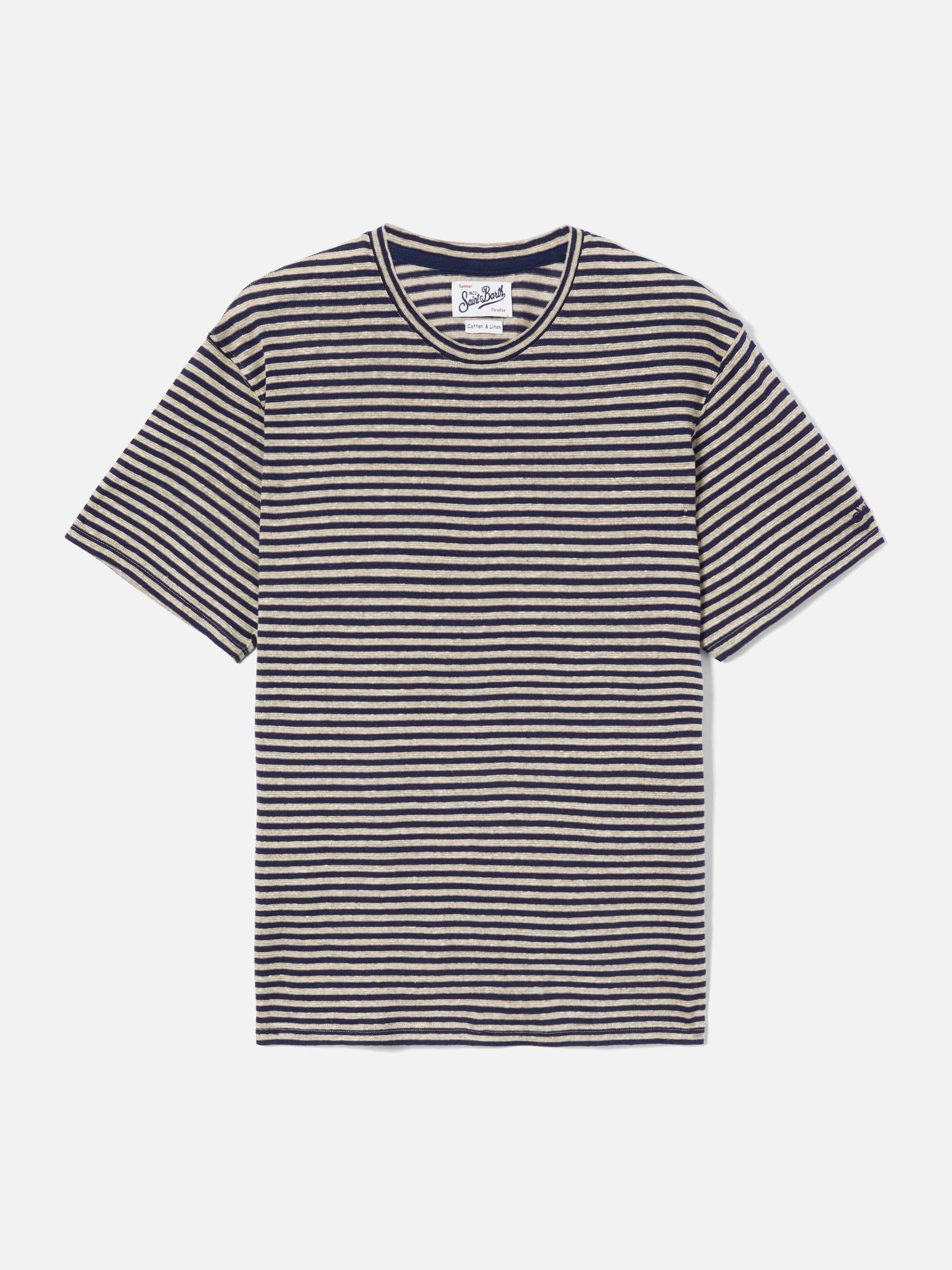 mc2-saint-barth-dover-t-shirt-in-cotone-a-righe-blu-con-ricamo-logo image 1