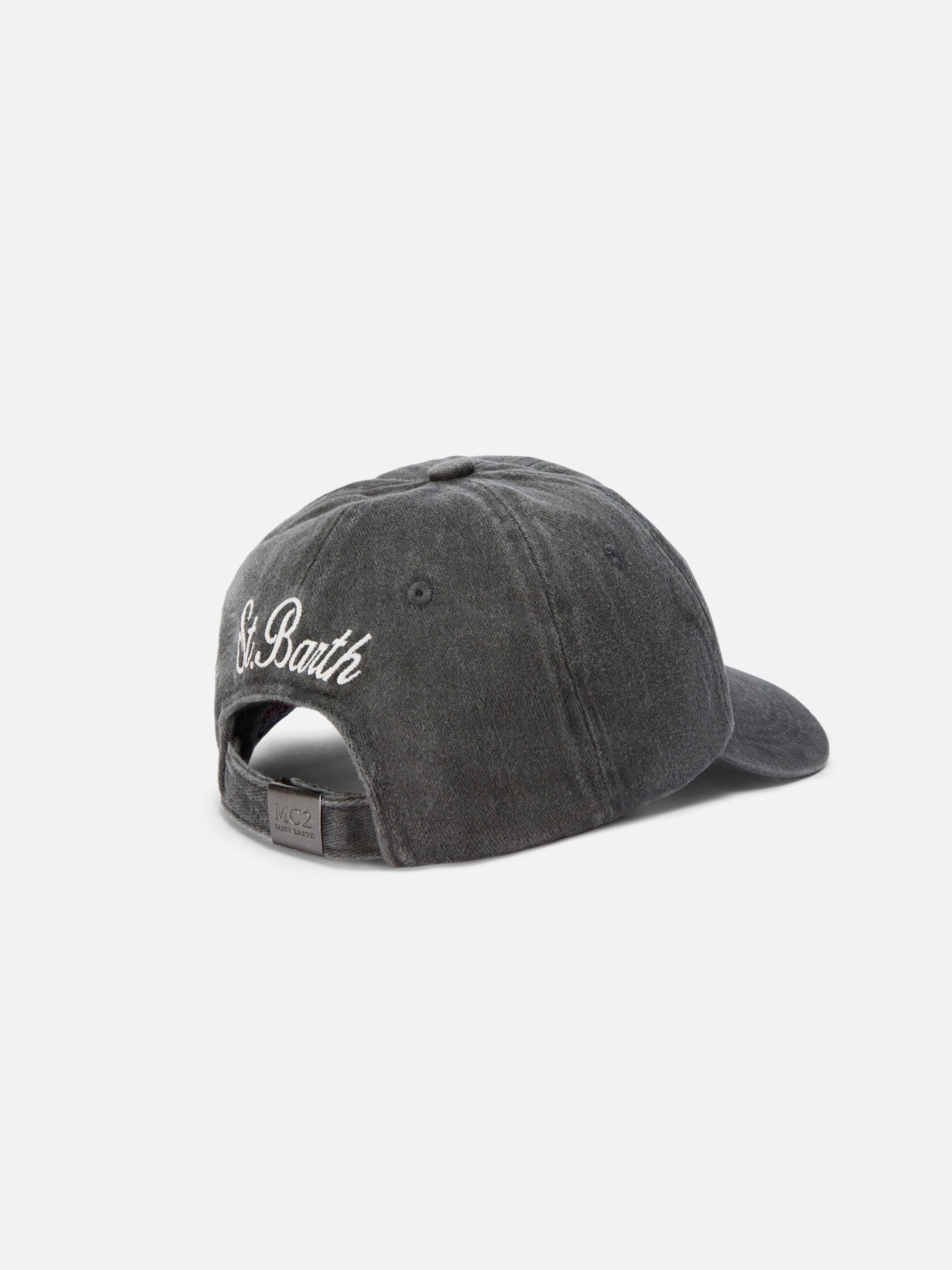 mc2-saint-barth-cappello-con-visiera-davis-cappello-in-denim-nero-con-ricamo-my- image 3