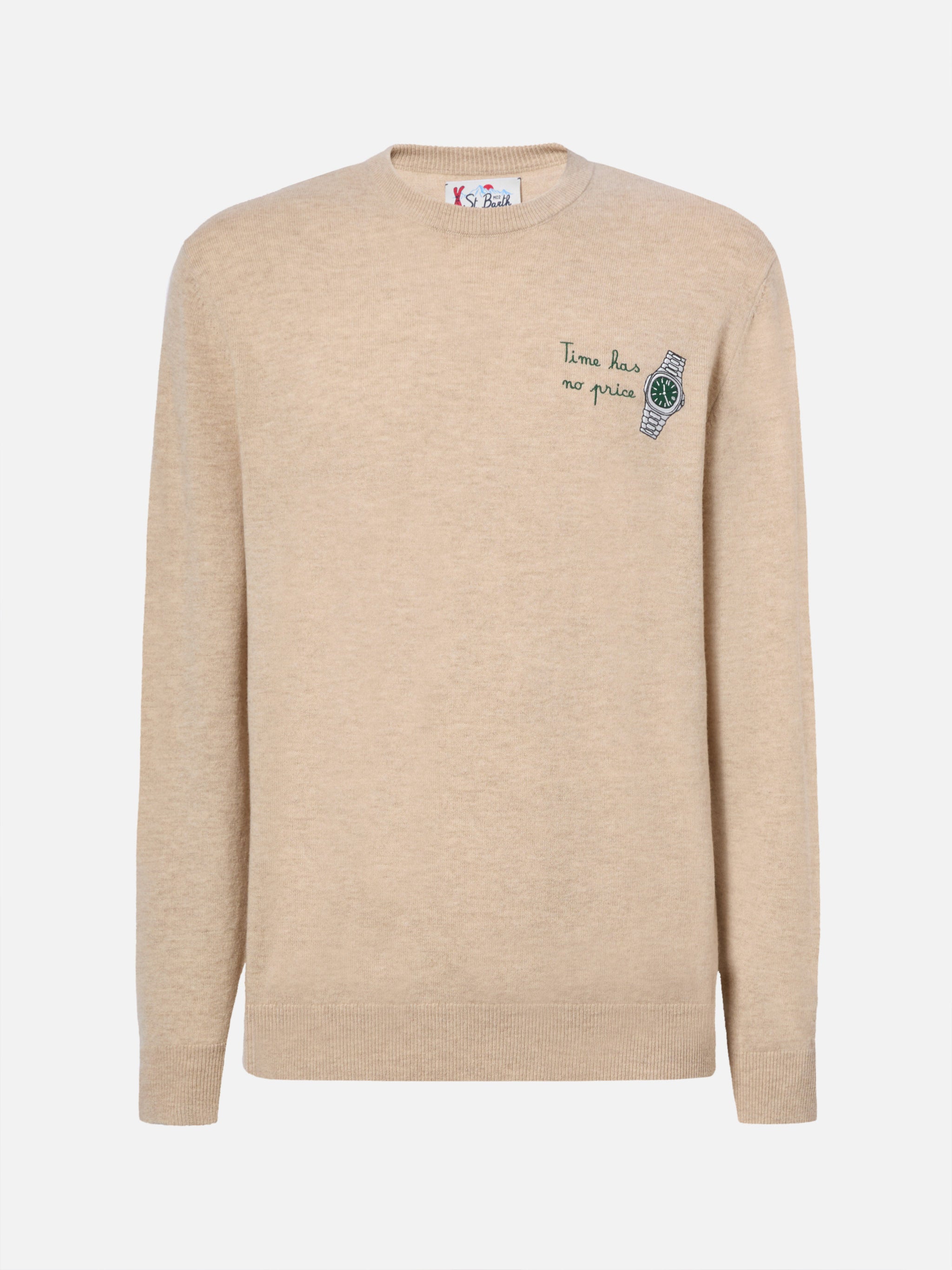 maglione-girocollo-heron-light-mc2-saint-barth-misto-cashmere-ricamo-orologio image 5