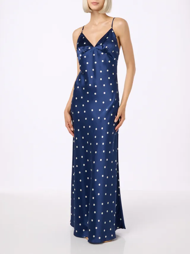 mc2-saint-barth-vestito-ravel-in-pura-seta-blu-navy-a-pois-scollo-a-v image 1
