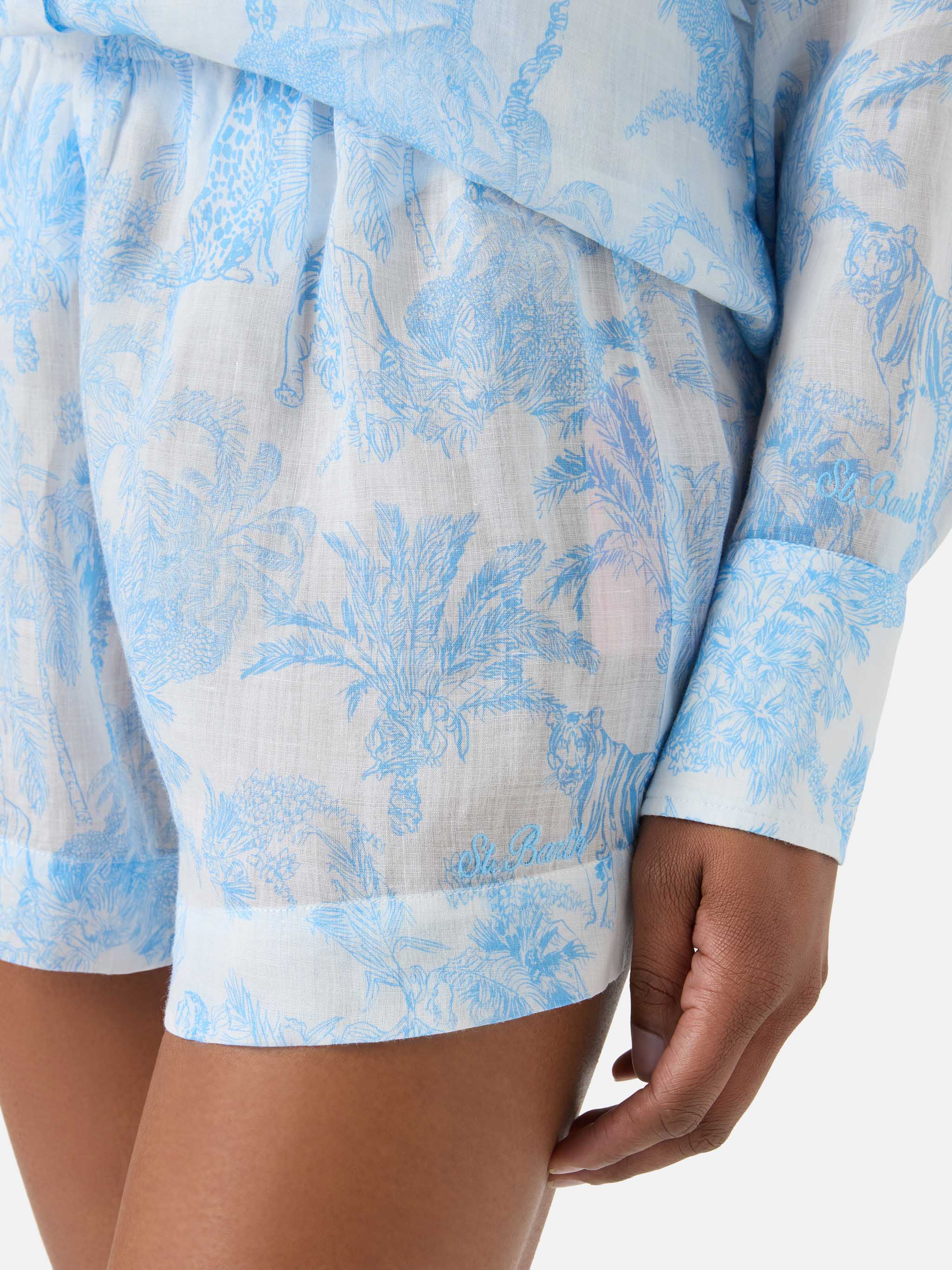 mc2-saint-barth-meave-shorts-donna-ramie-stampa-toile-de-jouy-azzurra image 2