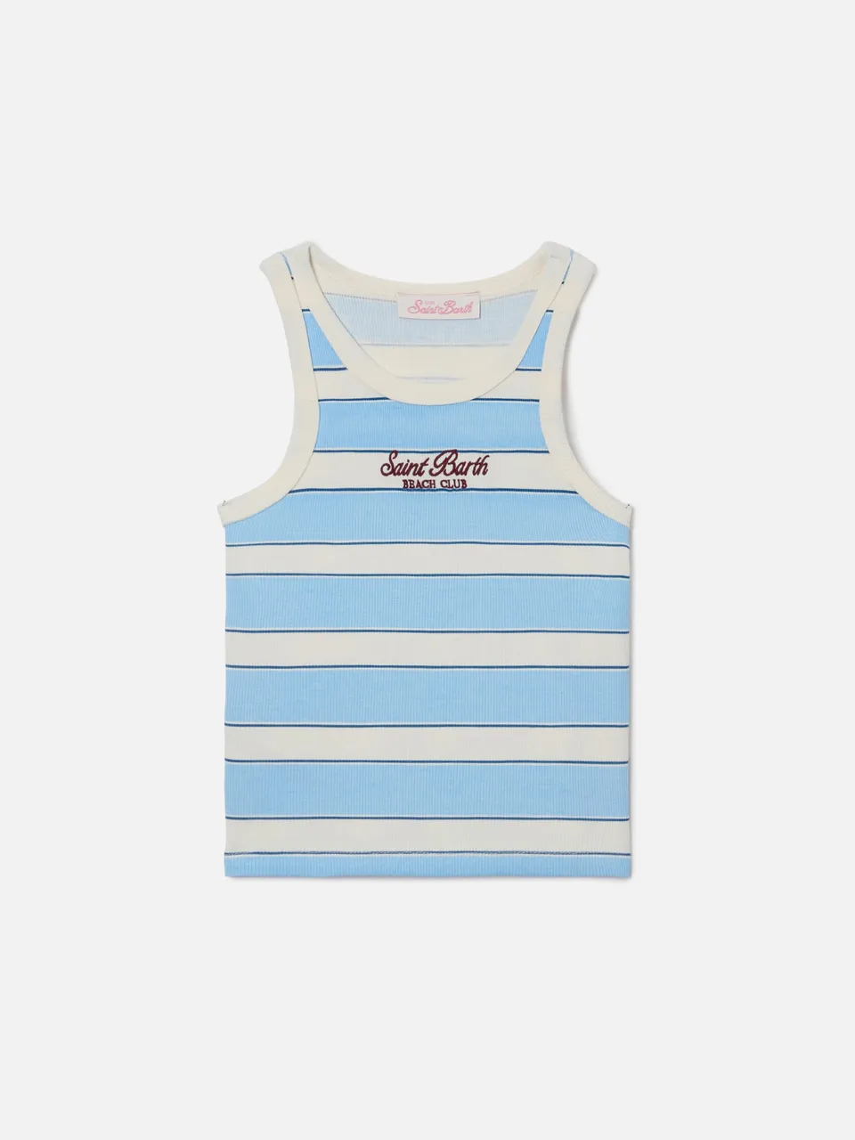 mc2-saint-barth-top-blue-jr-tank-top-bambina-a-righe-azzurre-e-panna image 1