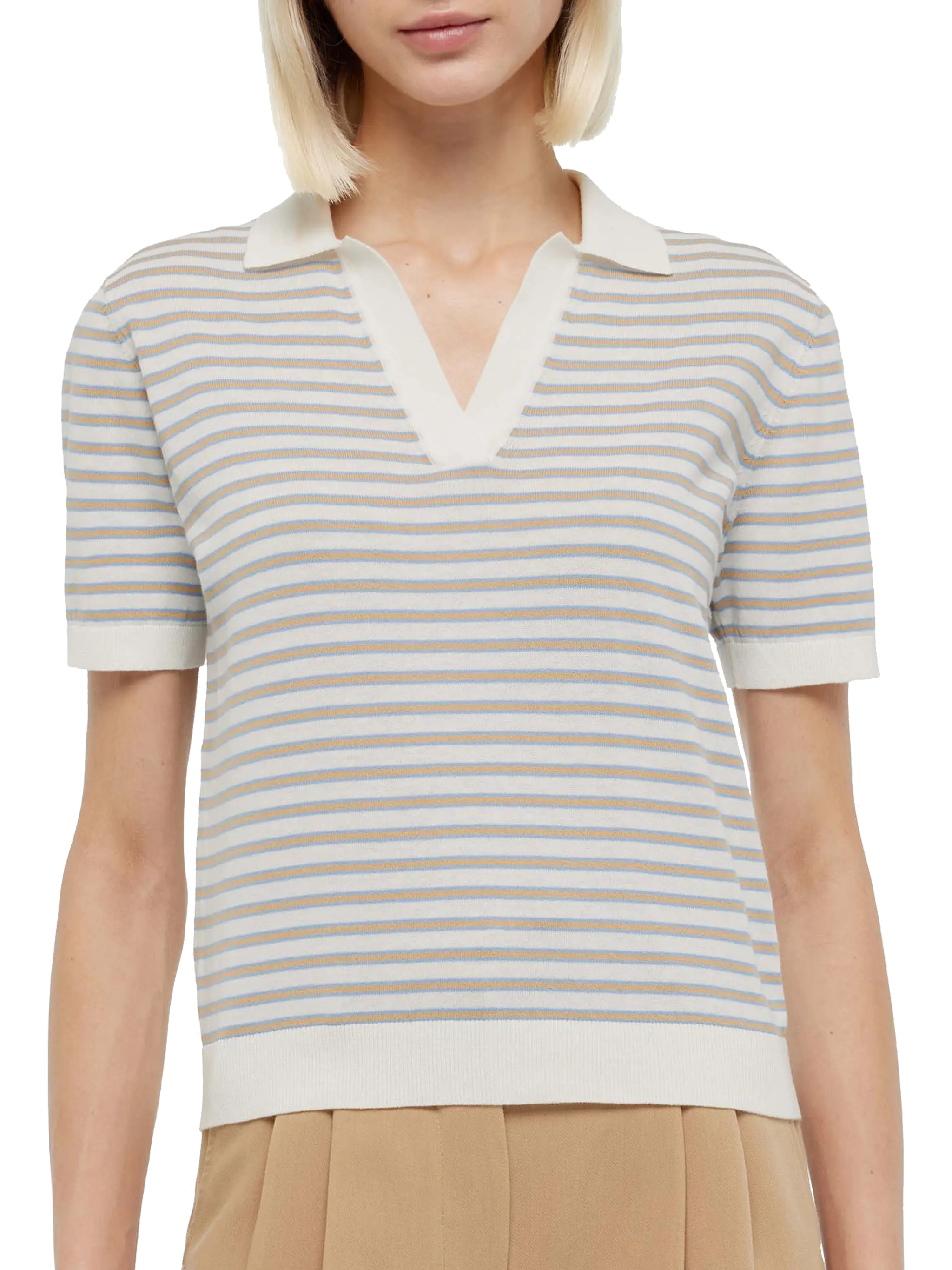 polo-evonne-in-maglia-a-righe-beige-mc2-saint-barth image 1