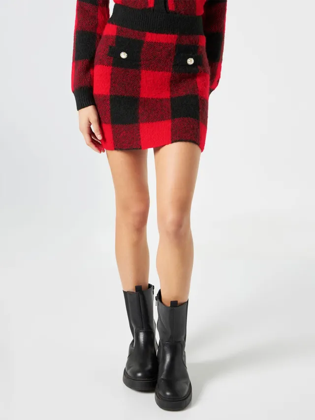 mc2-saint-barth-gonna-chatel-in-maglia-con-fantasia-tartan-rossa image 1