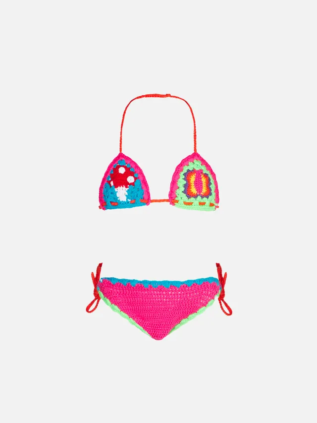 mc2-saint-barth-bikini-bambina-crochet-multicolore-con-toppe image 1