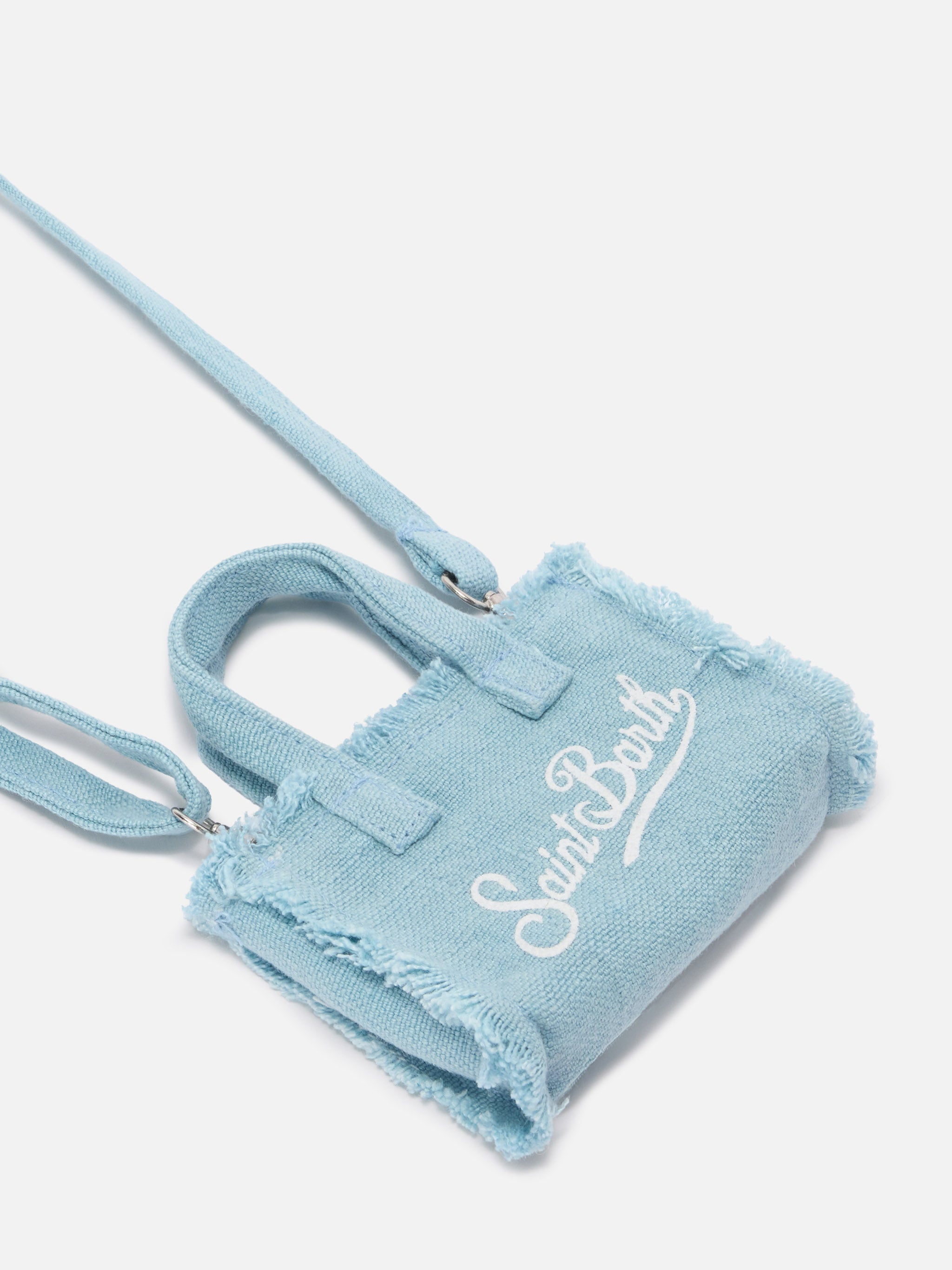 mc2-saint-barth-keychain-mini-borsa-lino-azzurro-logo-stampato image 5