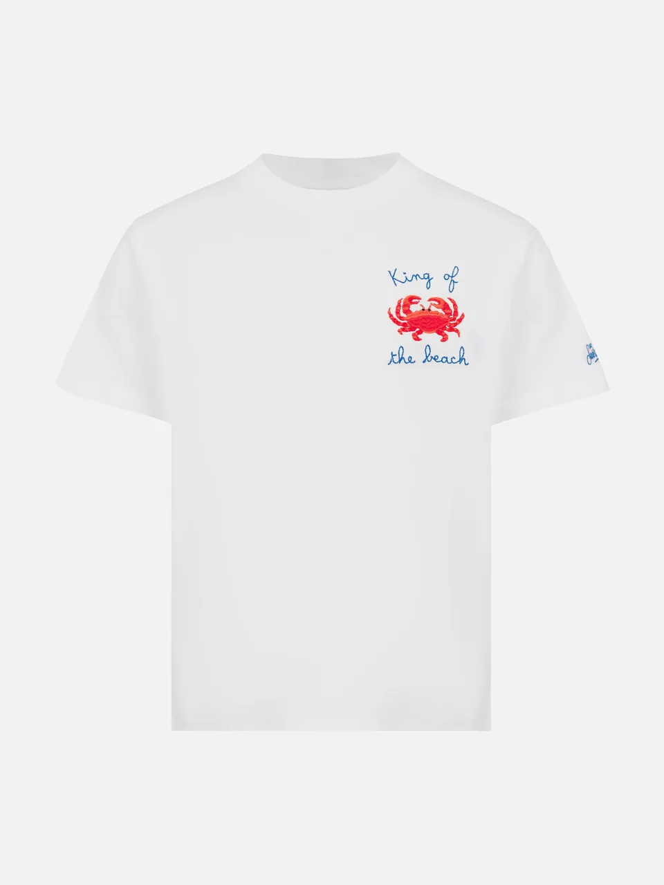 mc2-saint-barth-portofino-jr-t-shirt-in-cotone-ricamo-king-of-the-beach-bianco image 1
