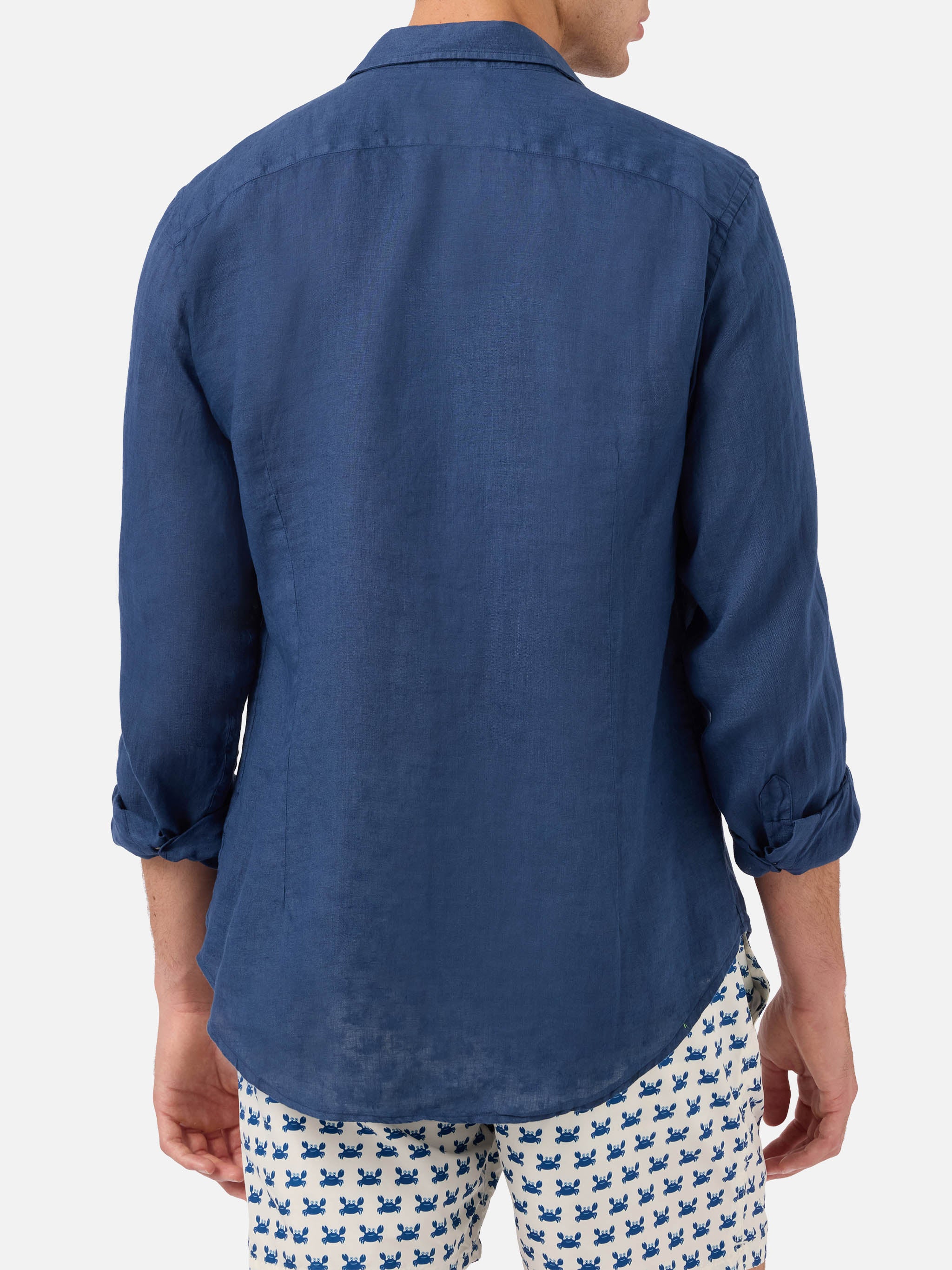 mc2-saint-barth-pamplona-camicia-uomo-in-puro-lino-blu-navy image 3