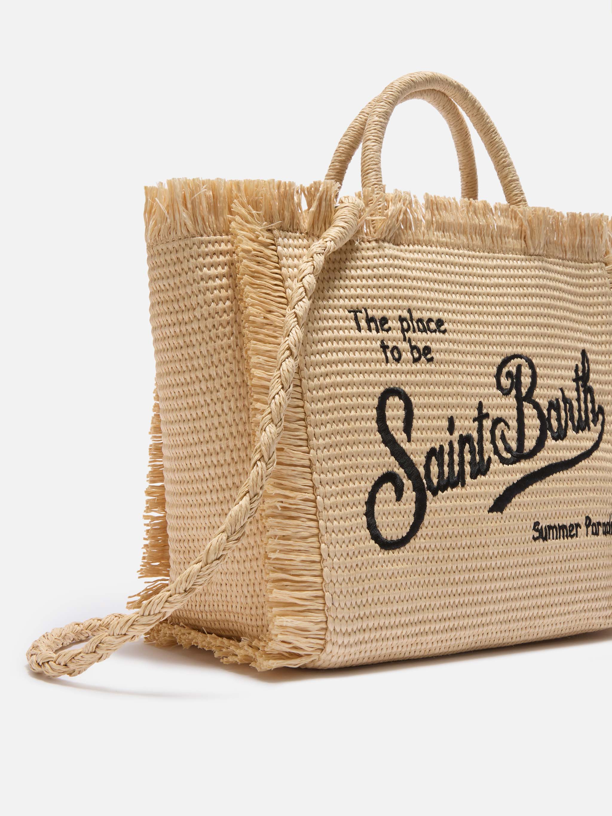 mc2-saint-barth-borsa-colette-effetto-paglia-con-logo-ricamato-nero image 3