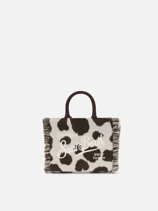 mc2-saint-barth-vanity-mini-felt-borsa-bianca-e-nera-stampa-cow image 1