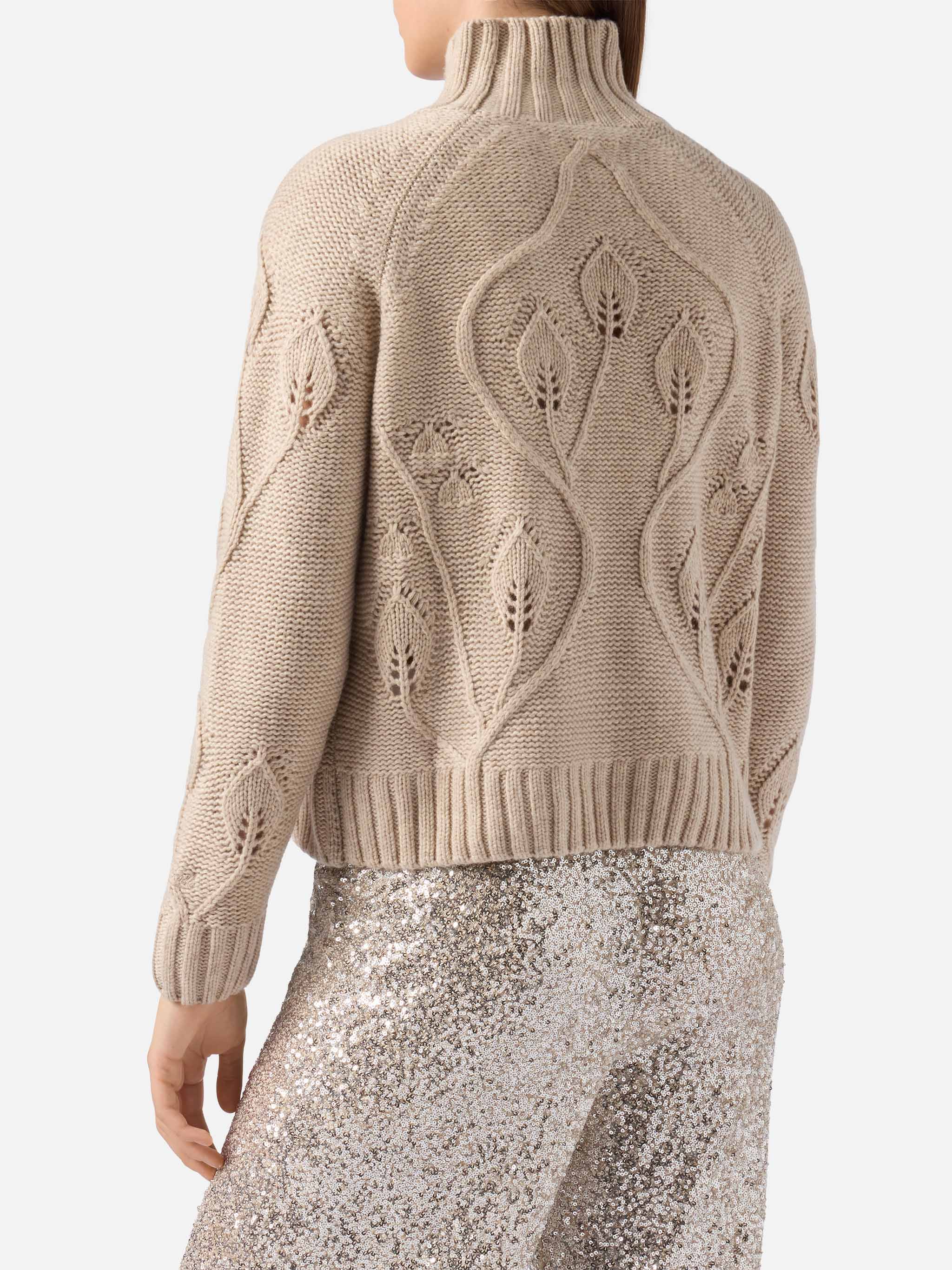 mc2-saint-barth-alais-maglia-donna-beige-collo-alto-cashmere-fiori-3d image 4