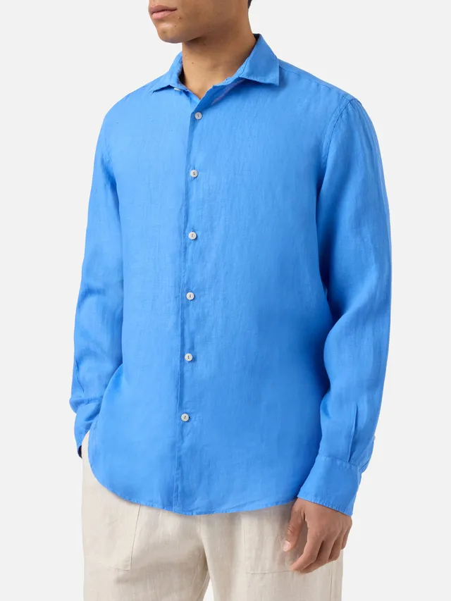 mc2-saint-barth-camicia-pamplona-in-lino-blu-tinta-unita image 1