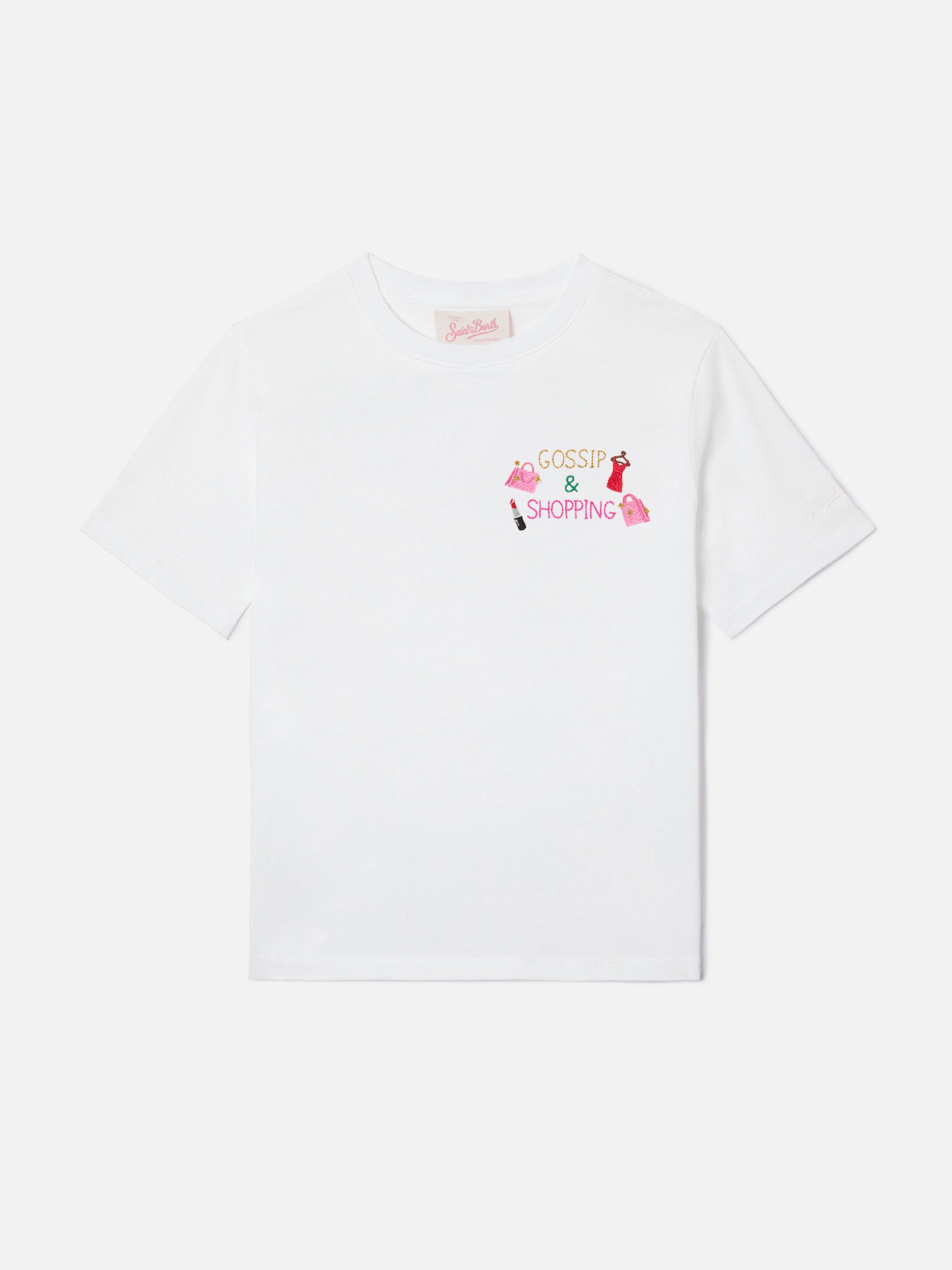 mc2-saint-barth-t-shirt-emilie-jr-bambina-in-cotone-bianca-con-ricamo-gossip-e-s image 1