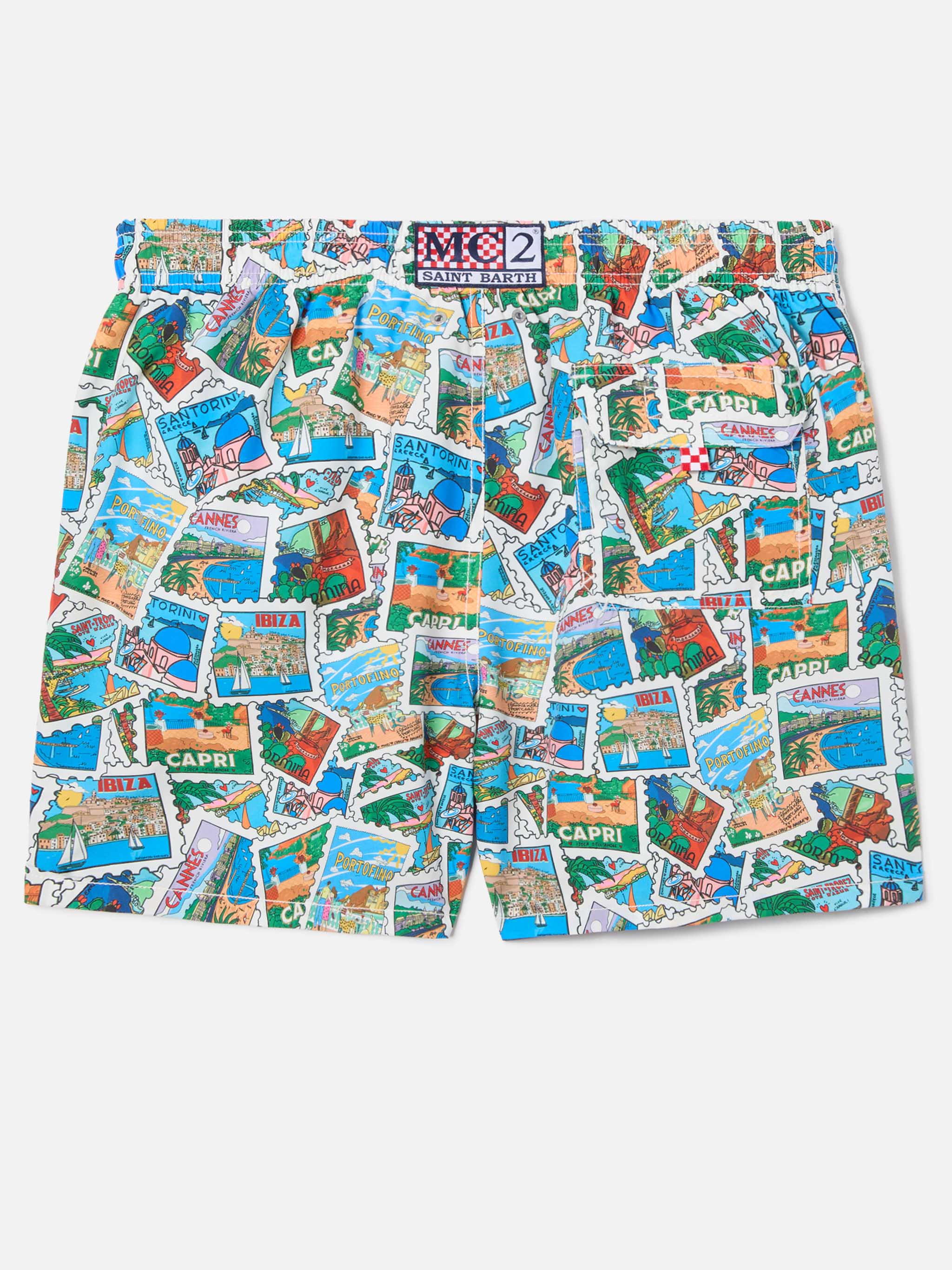 mc2-saint-barth-gustavia-costume-mare-con-stampa-cartoline-all-over image 2