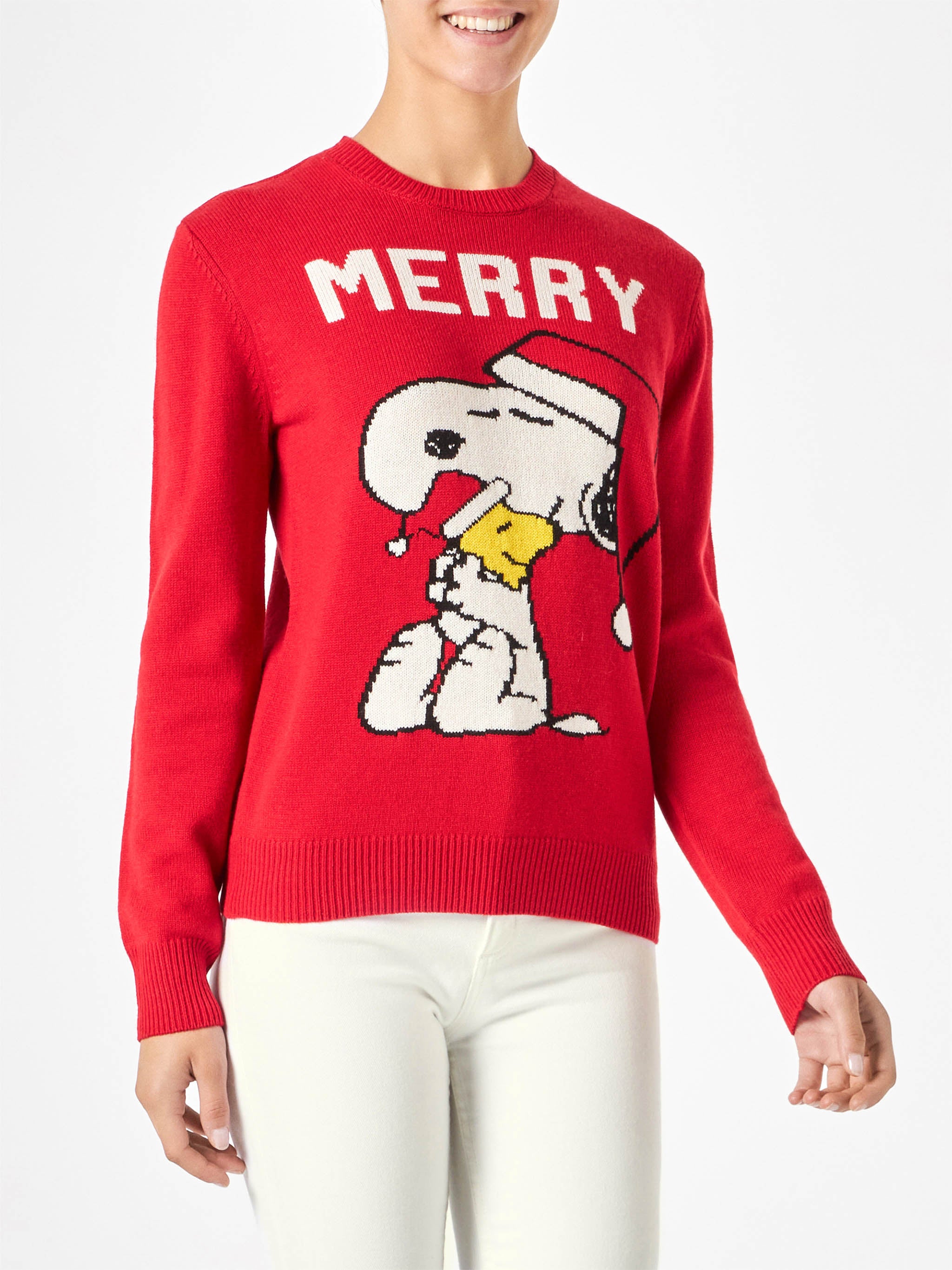 mc2-saint-barth-new-queen-maglione-donna-snoopy-rosso-special-edition image 2