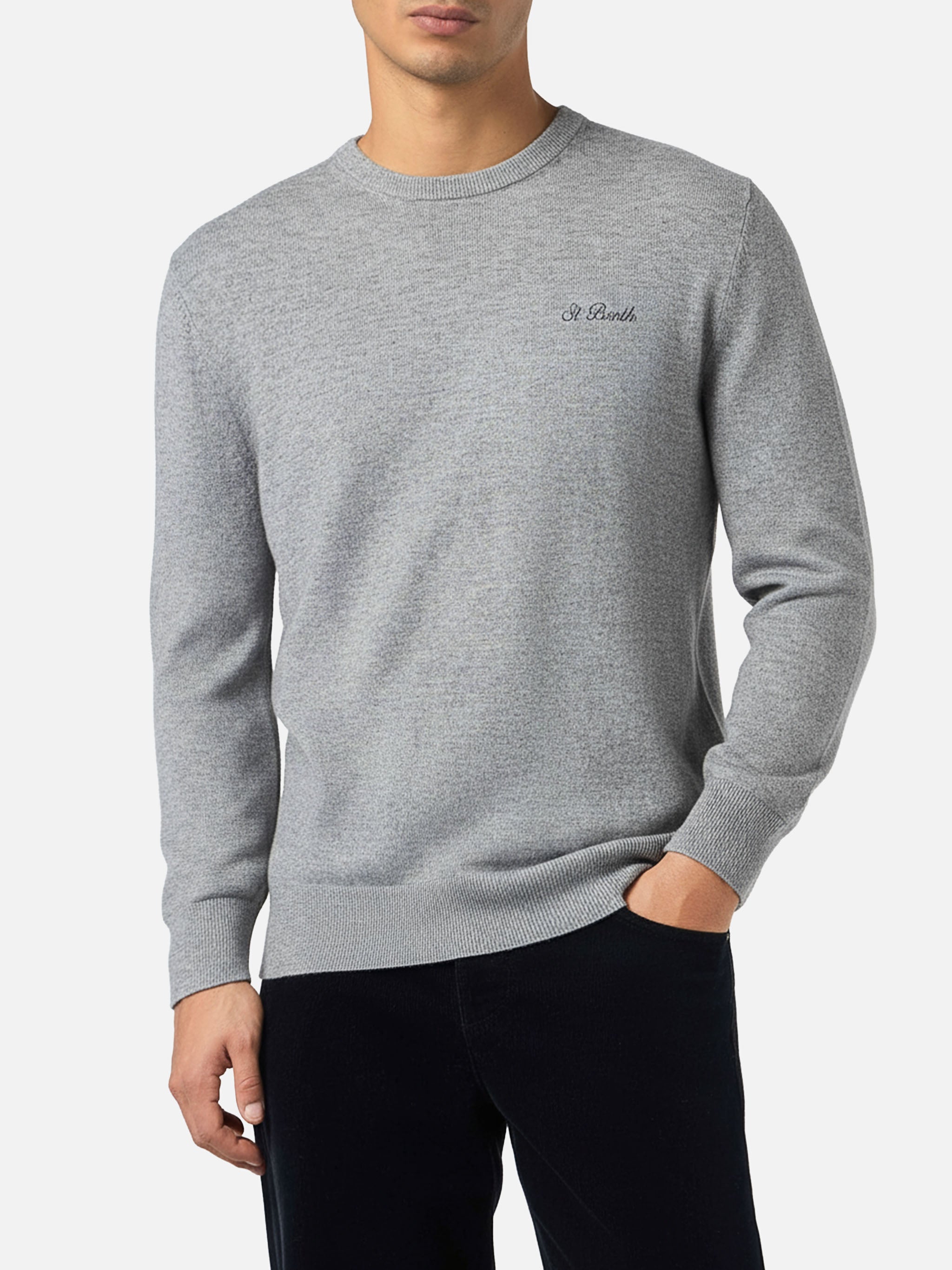 maglione-girocollo-mc2-saint-barth-regent-in-misto-cashmere-grigio-m-lange image 1