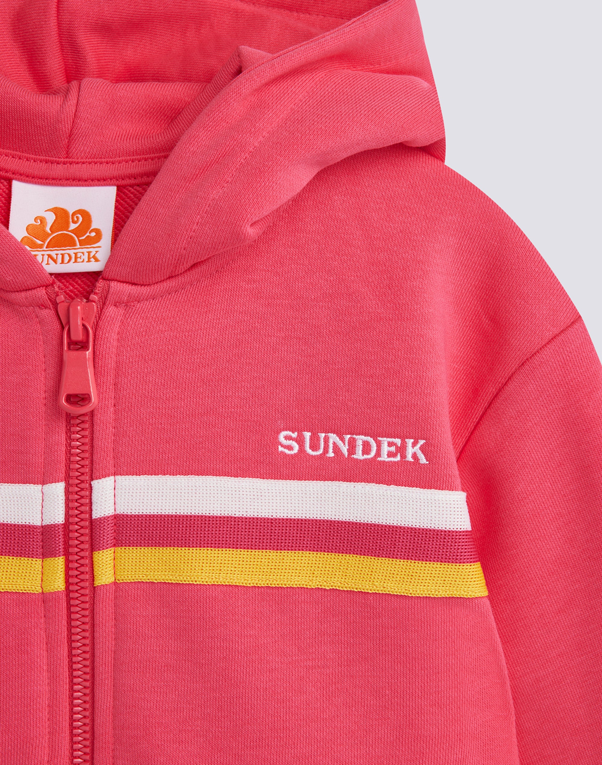 sundek-felpa-bambina-con-cappuccio-full-zip-e-tricolore-arcobaleno image 3