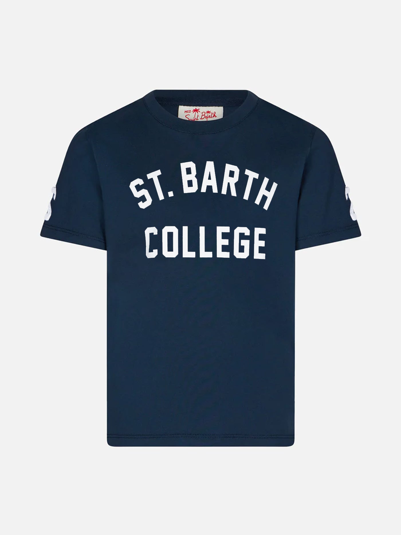 mc2-saint-barth-t-shirt-da-bambino-st-barth-college-blu-navy-in-cotone-con-scrit image 1