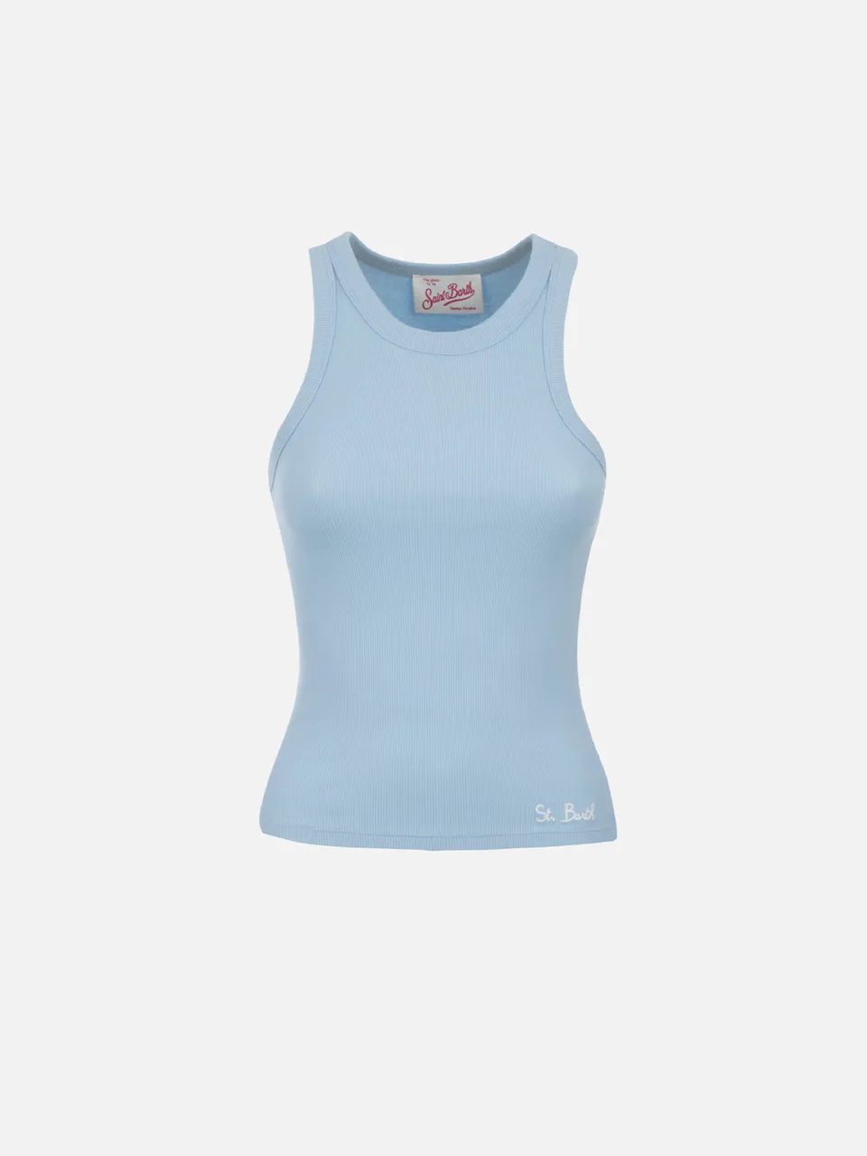 mc2-saint-barth-ada-canotta-donna-in-cotone-a-coste-azzurro-chiaro image 1