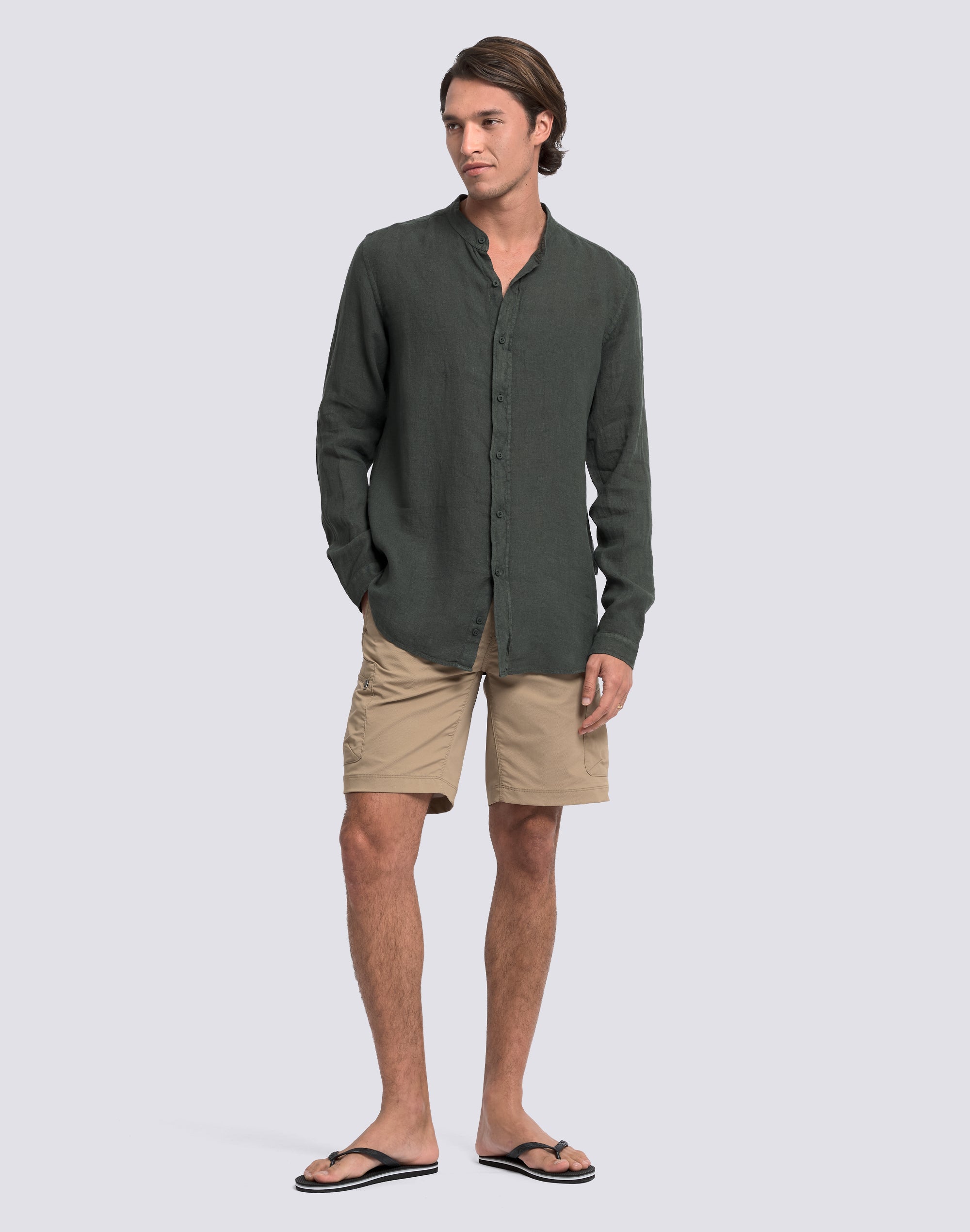 sundek-camicia-uomo-alla-coreana-in-lino-tinto-capo image 3