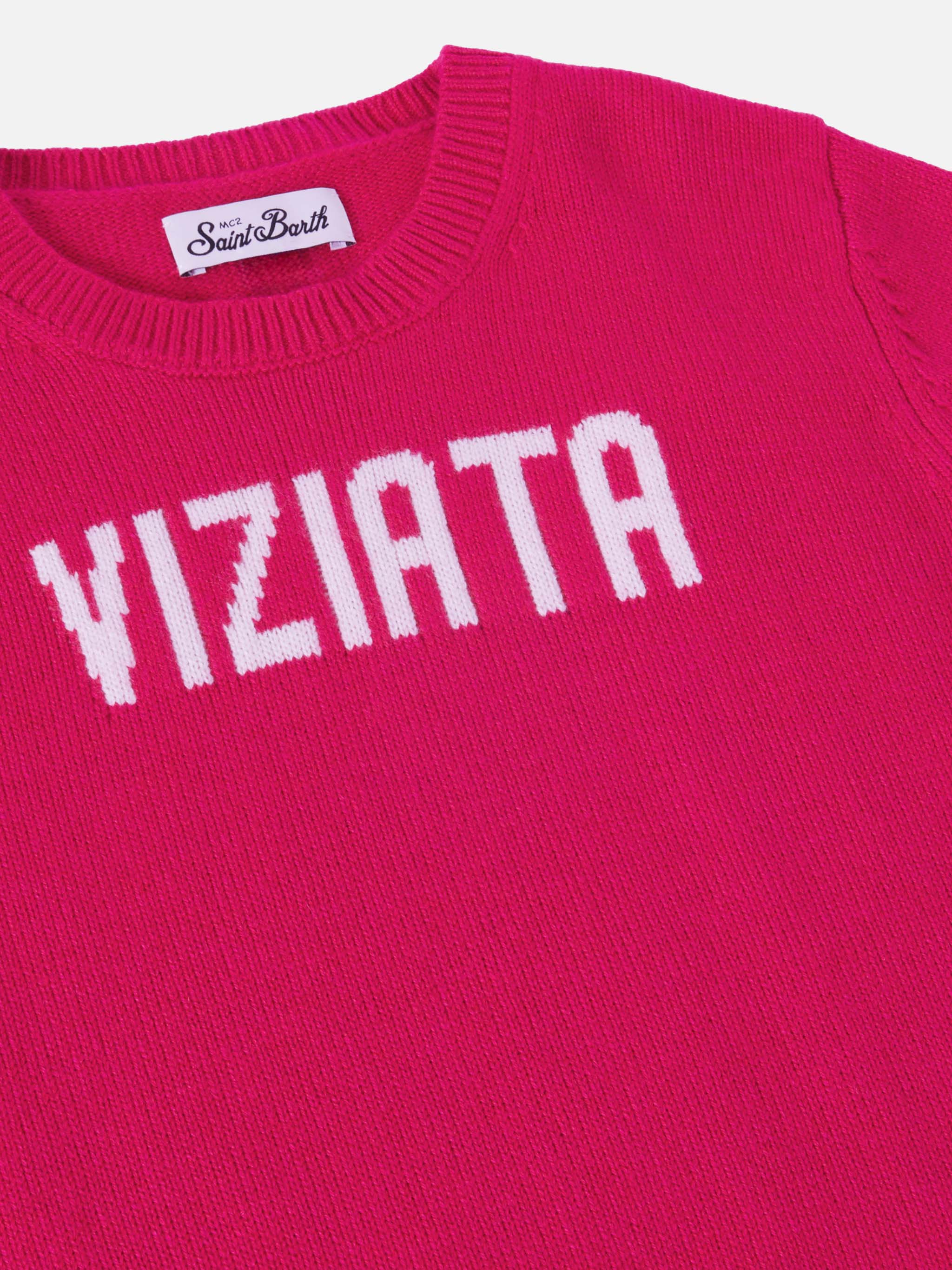 mc2-saint-barth-princess-maglione-girocollo-bambina-in-misto-cashmere-fucsia-con image 2