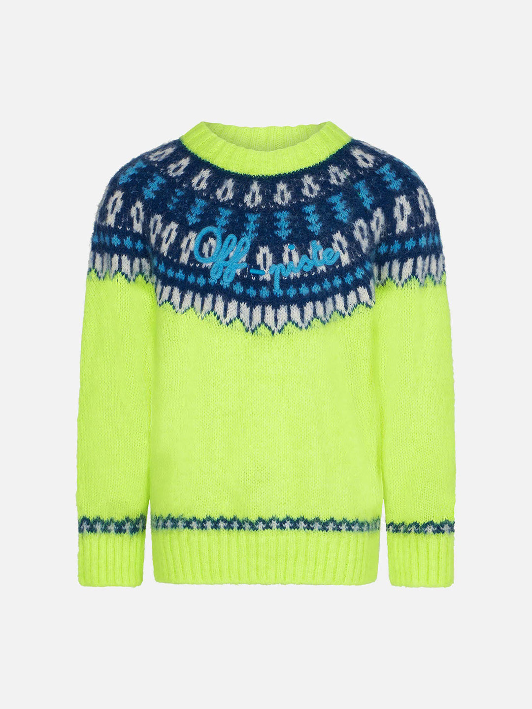 mc2-saint-barth-maglione-bambino-giallo-fluo-jacquard-islandese-off-piste image 1