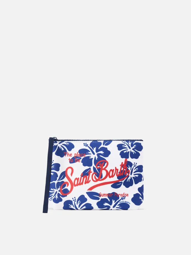 mc2-saint-barth-aline-pochette-scuba-bianca-stampa-hibiscus image 1