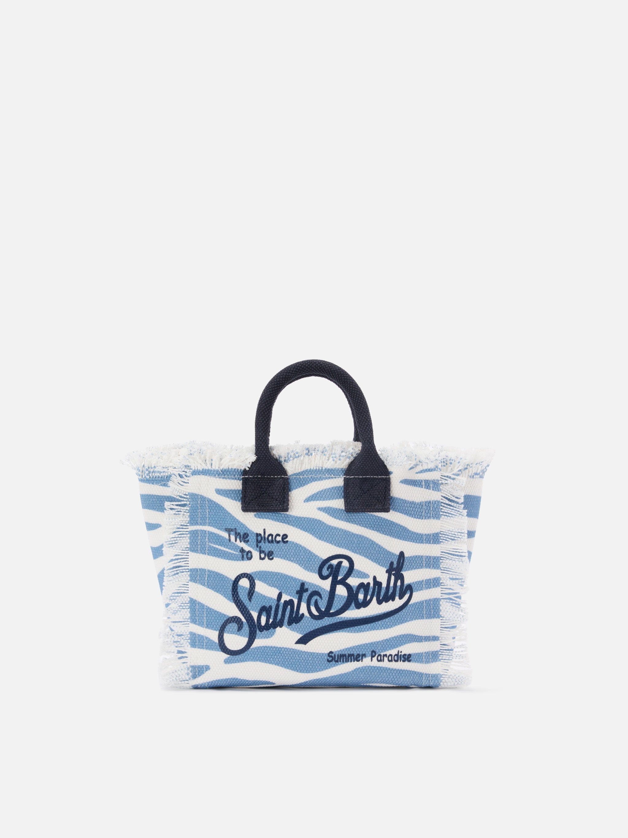 mc2-saint-barth-vanity-mini-borsa-canvas-blu-stampa-zebrata-con-frange image 1