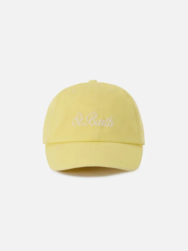 mc2-saint-barth-davis-cappellino-cotone-giallo-chiaro-logo-ricamato image 1