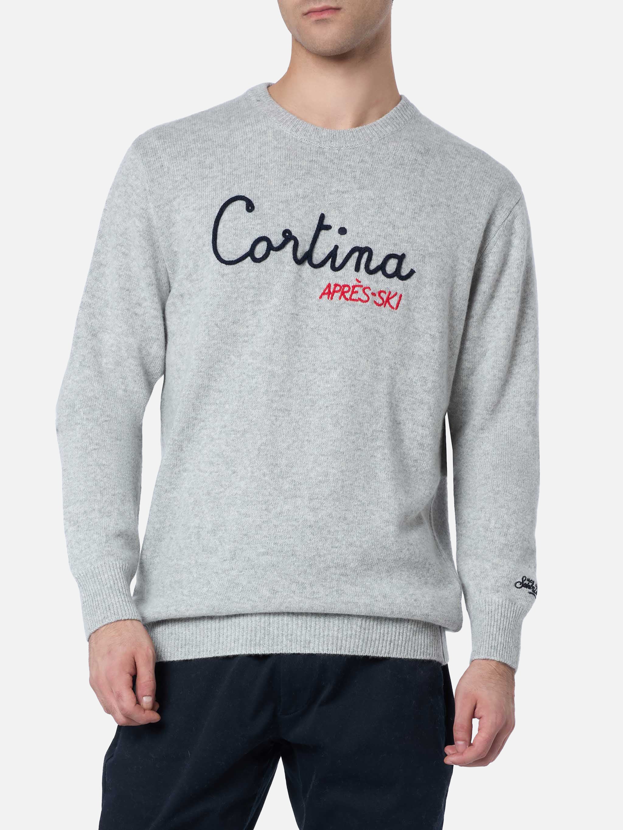 mc2-saint-barth-maglione-girocollo-heron-grigio-con-ricamo-cortina image 1