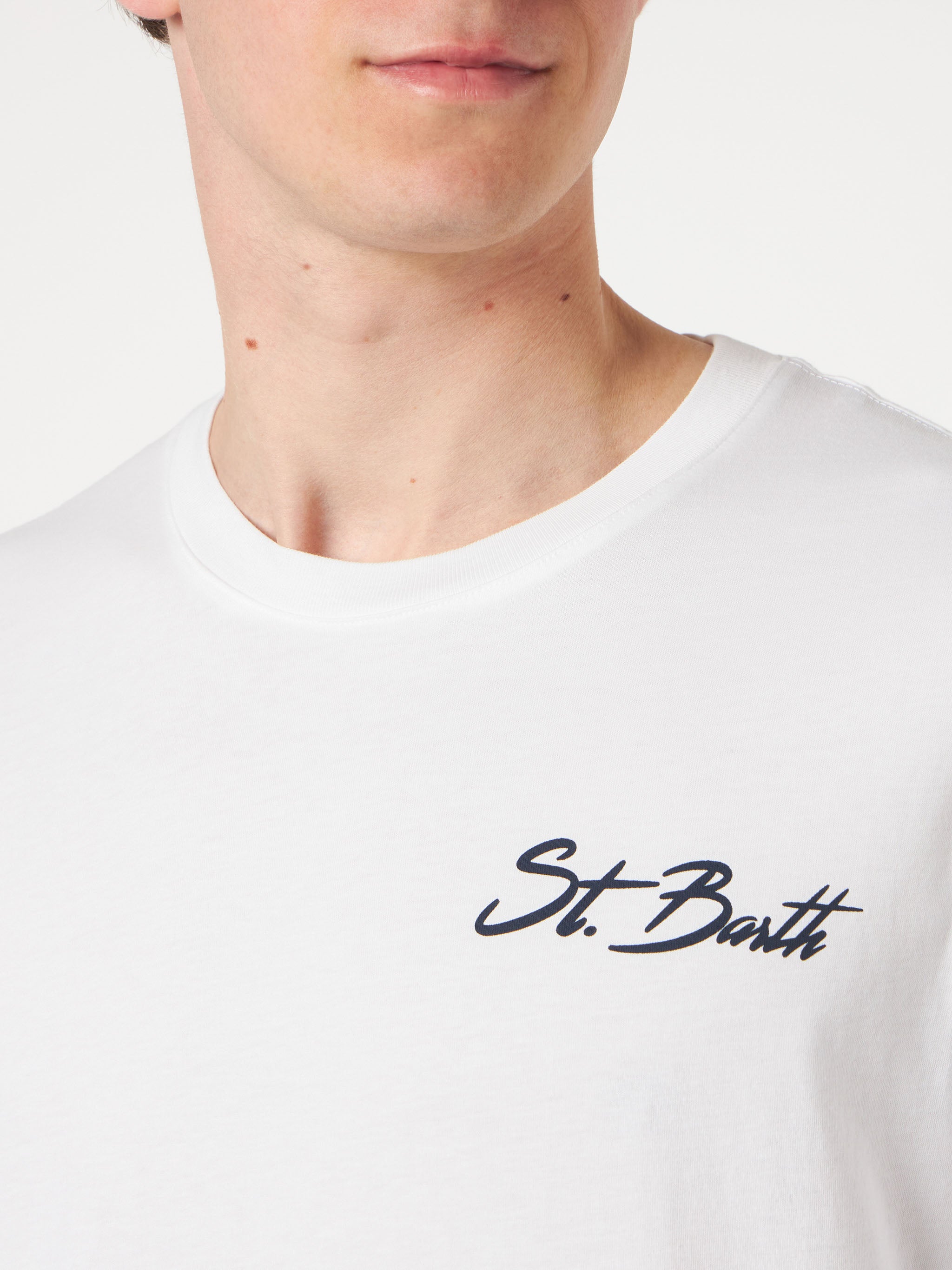 mc2-saint-barth-st-barth-surf-t-shirt-uomo-bianca-in-cotone image 2