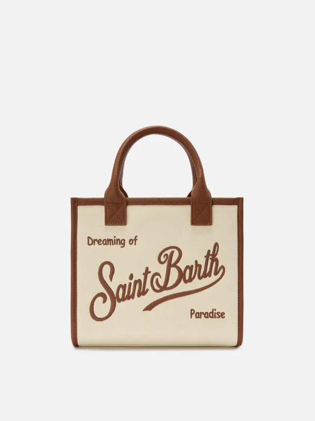 mc2-saint-barth-borsa-vanity-medium-in-canvas-bianca-con-pelle-martellata image 1