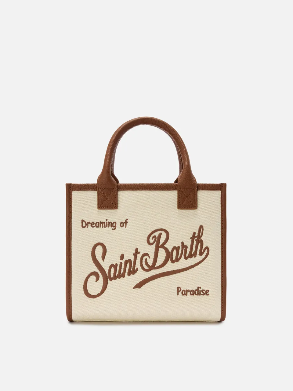 mc2-saint-barth-borsa-vanity-medium-in-canvas-bianca-con-pelle-martellata image 1