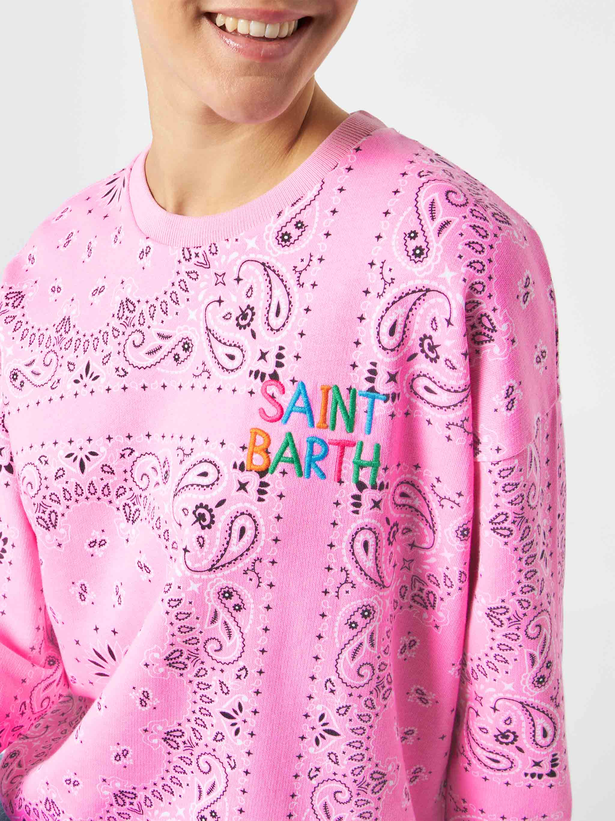 mc2-saint-barth-stardust-felpa-donna-cotone-rosa-bandana image 3